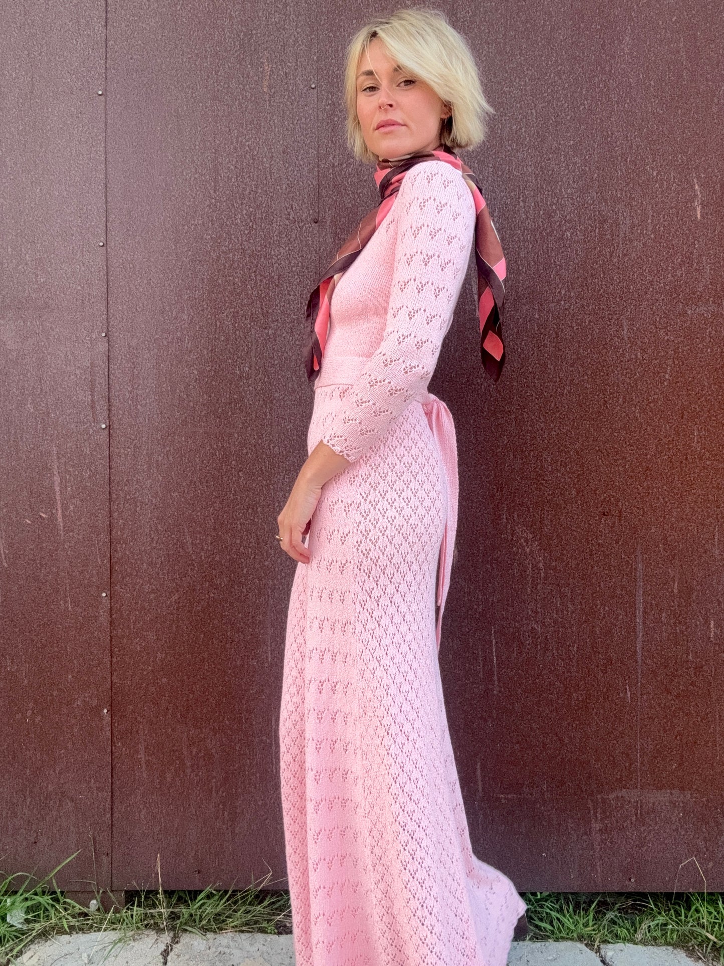 The Edie 1960s Crochet Maxi Dress