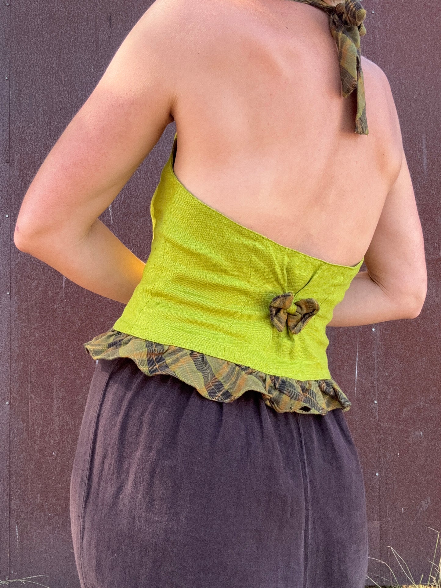 The Emilia 1990s Linen Halter Top