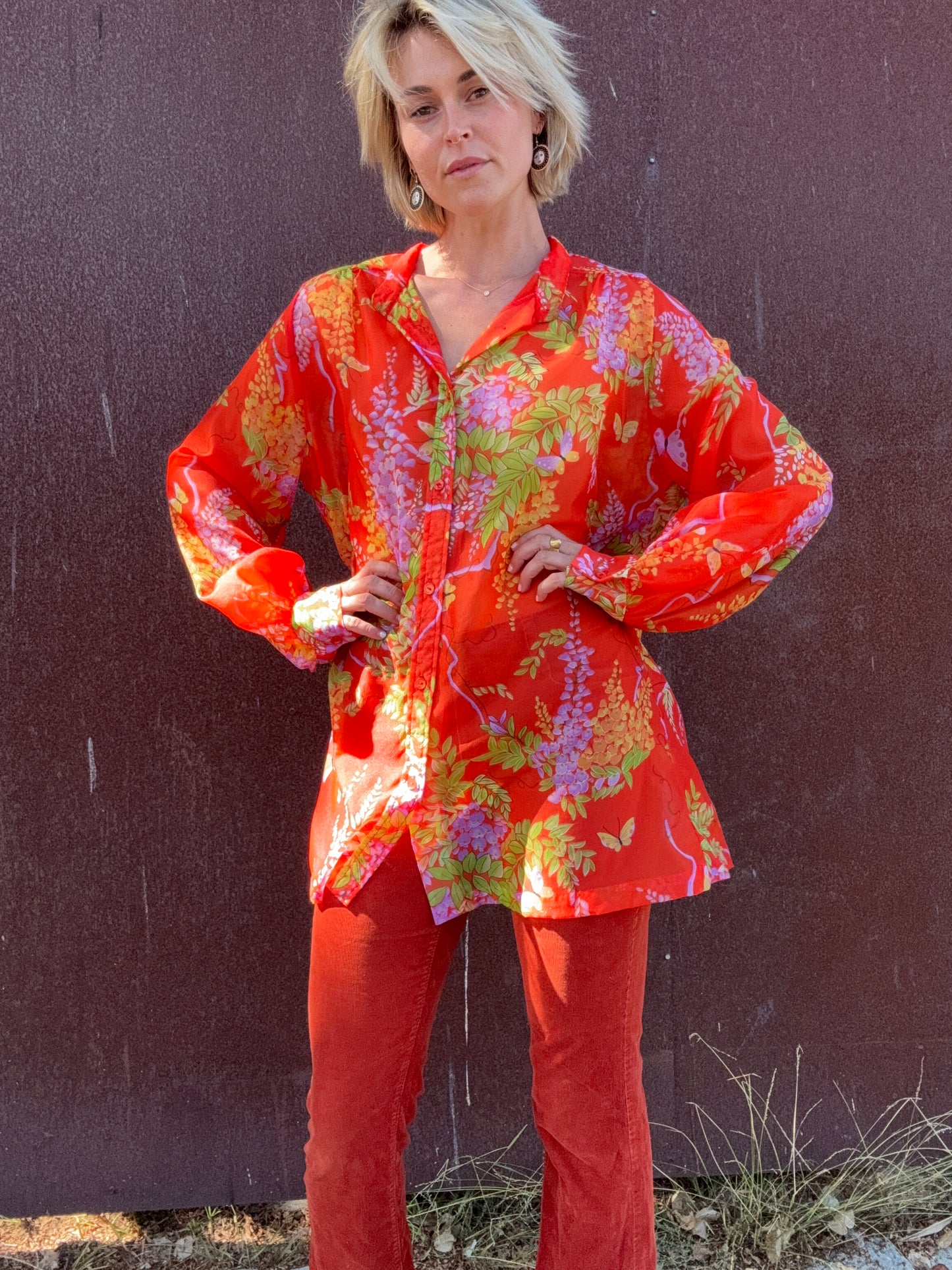 The Fleur 1970s Sheer Blouse