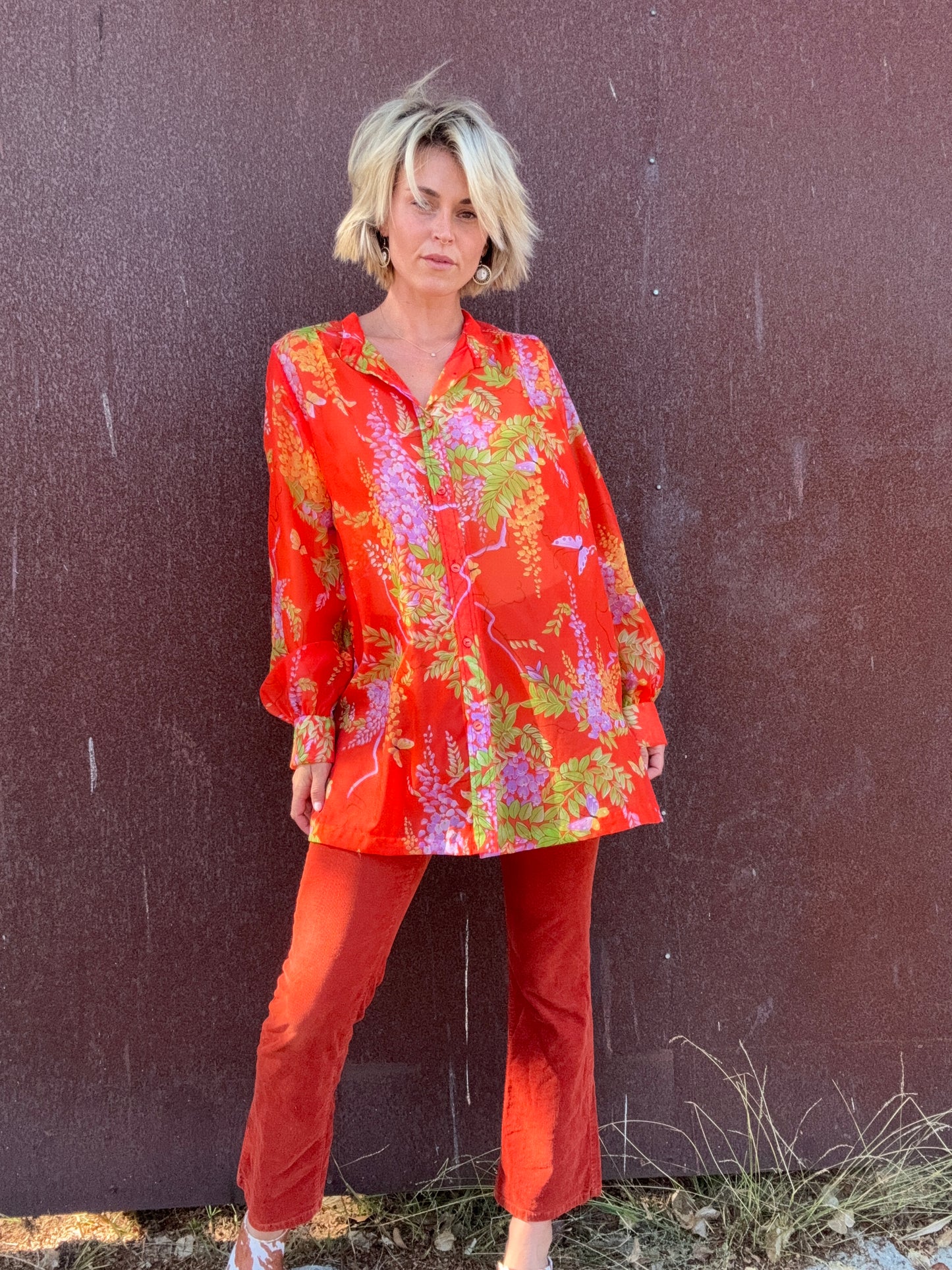The Fleur 1970s Sheer Blouse