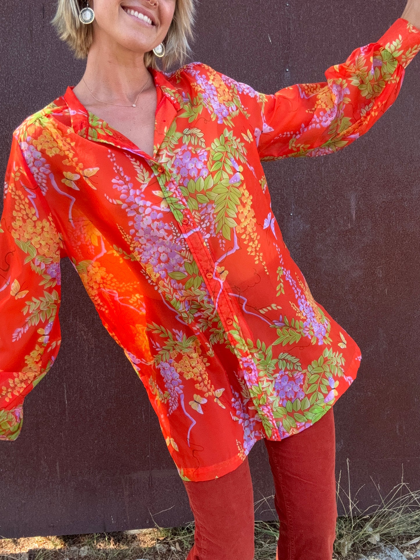 The Fleur 1970s Sheer Blouse