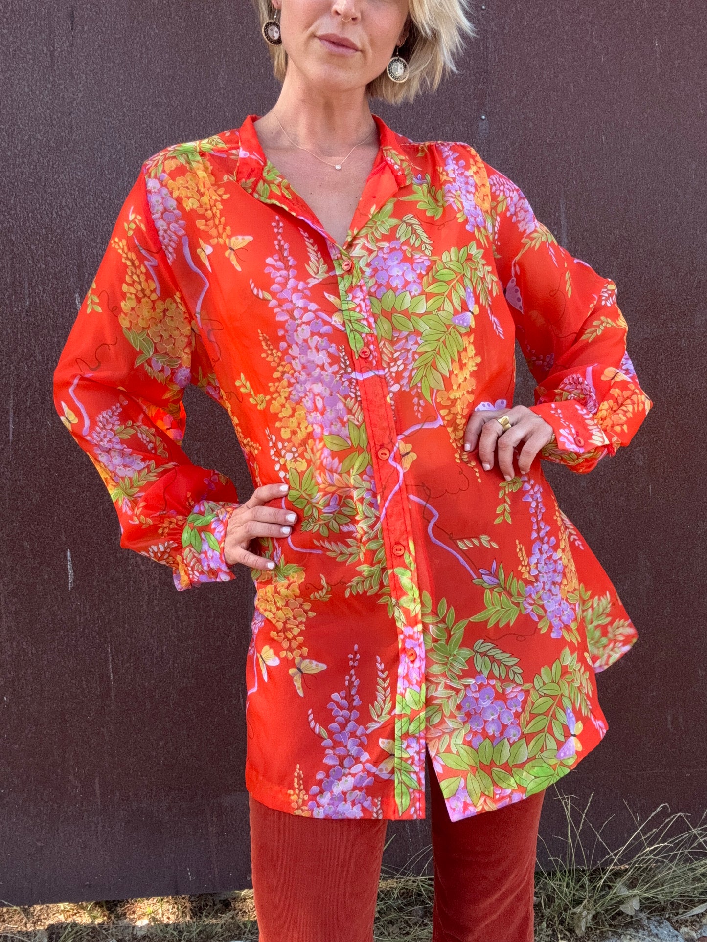 The Fleur 1970s Sheer Blouse