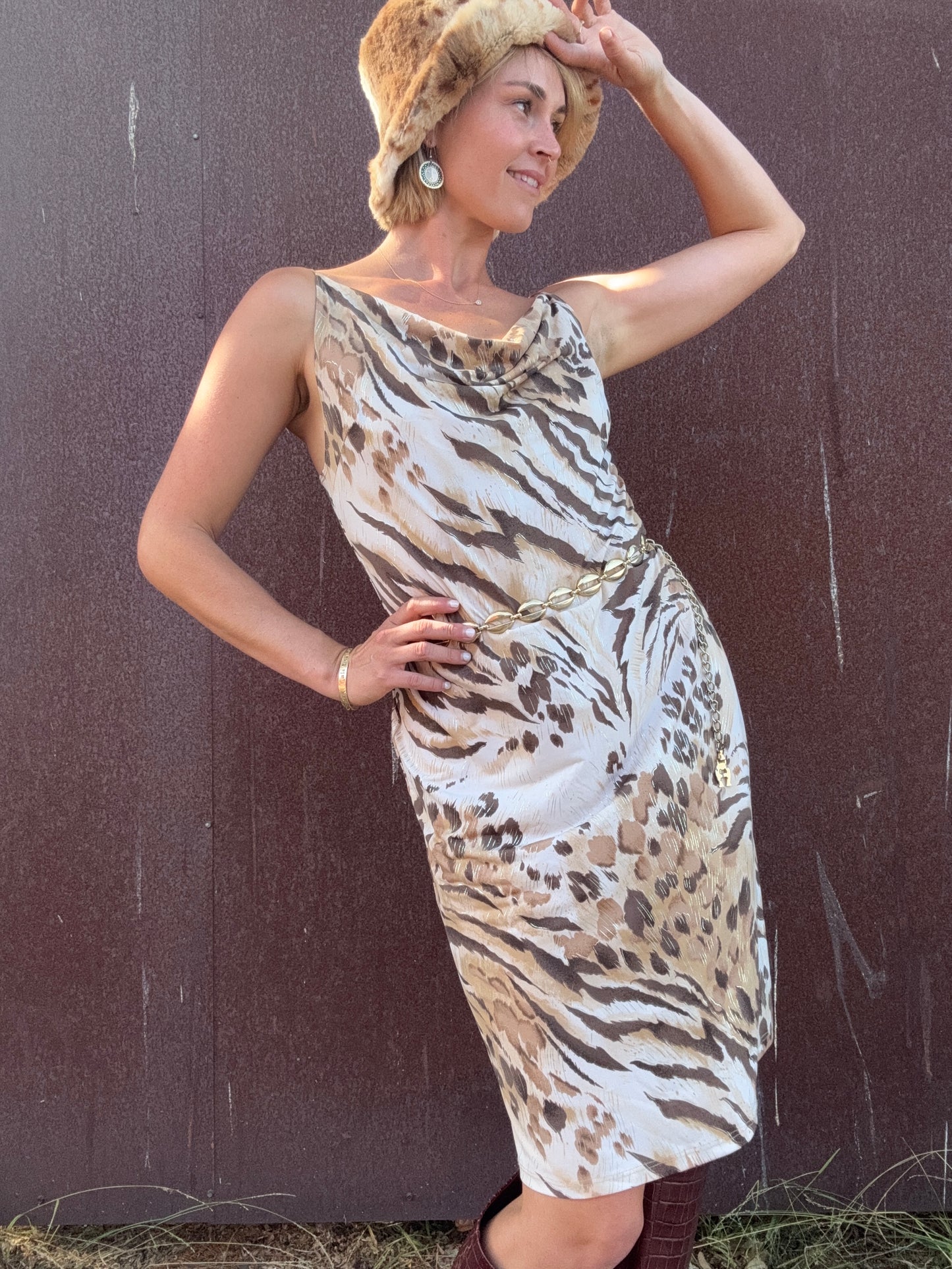 The Miranda 1990s Cowlneck Dress