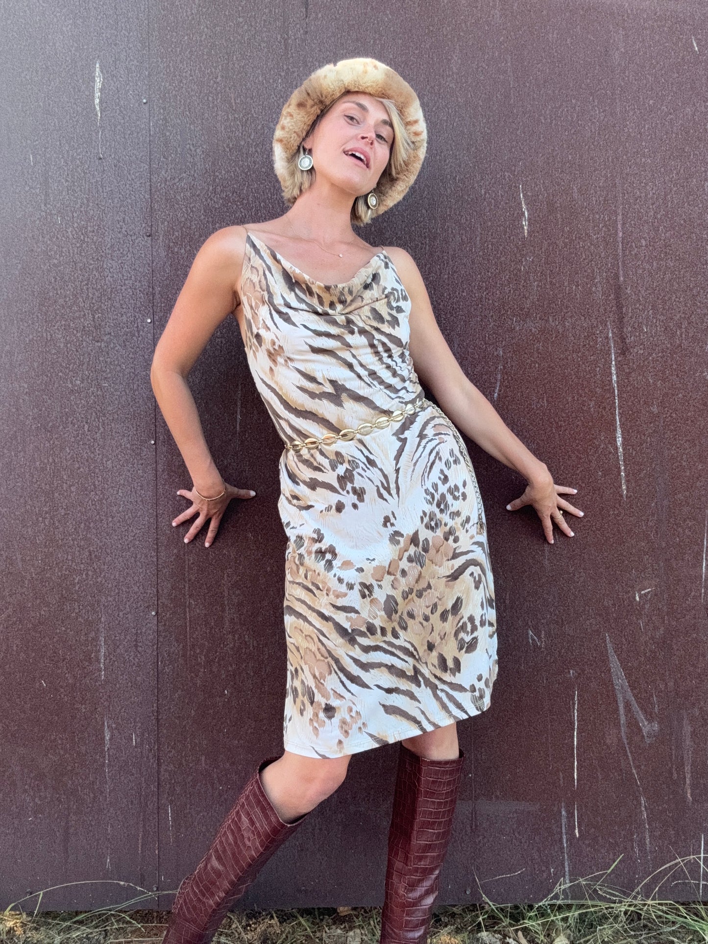 The Miranda 1990s Cowlneck Dress