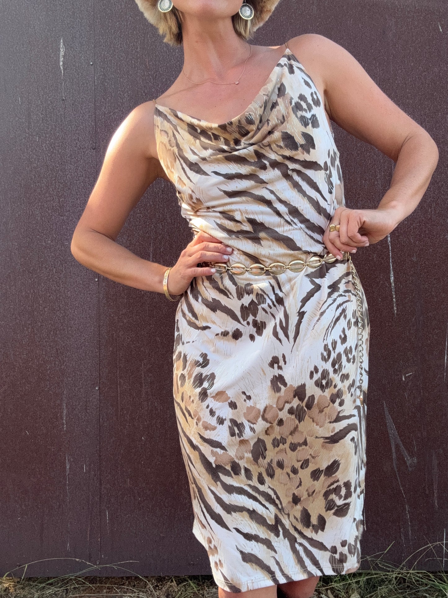 The Miranda 1990s Cowlneck Dress