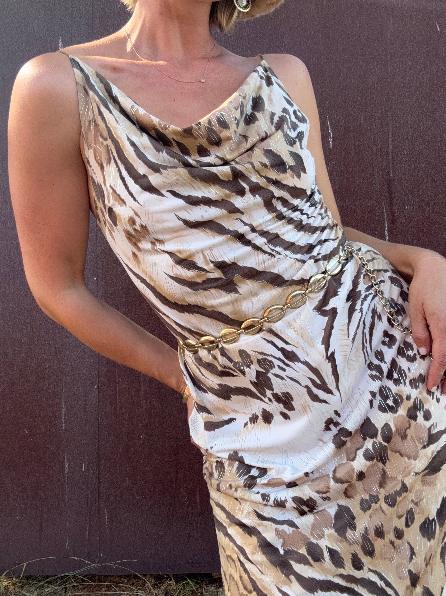 The Miranda 1990s Cowlneck Dress