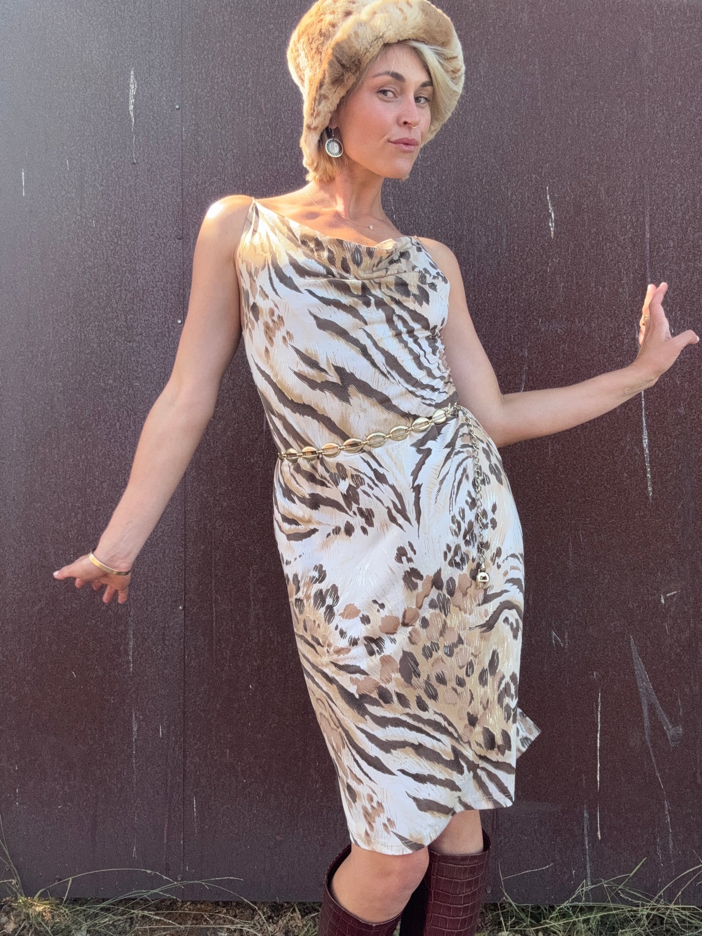 The Miranda 1990s Cowlneck Dress