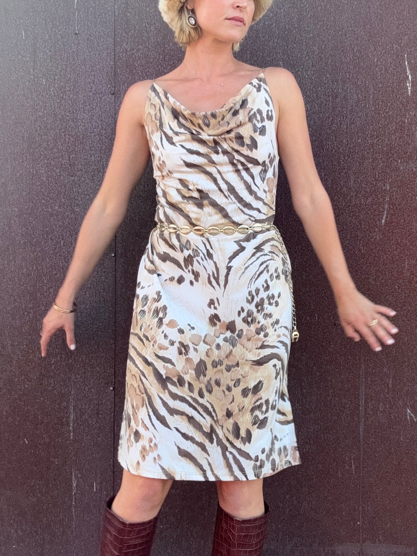 The Miranda 1990s Cowlneck Dress