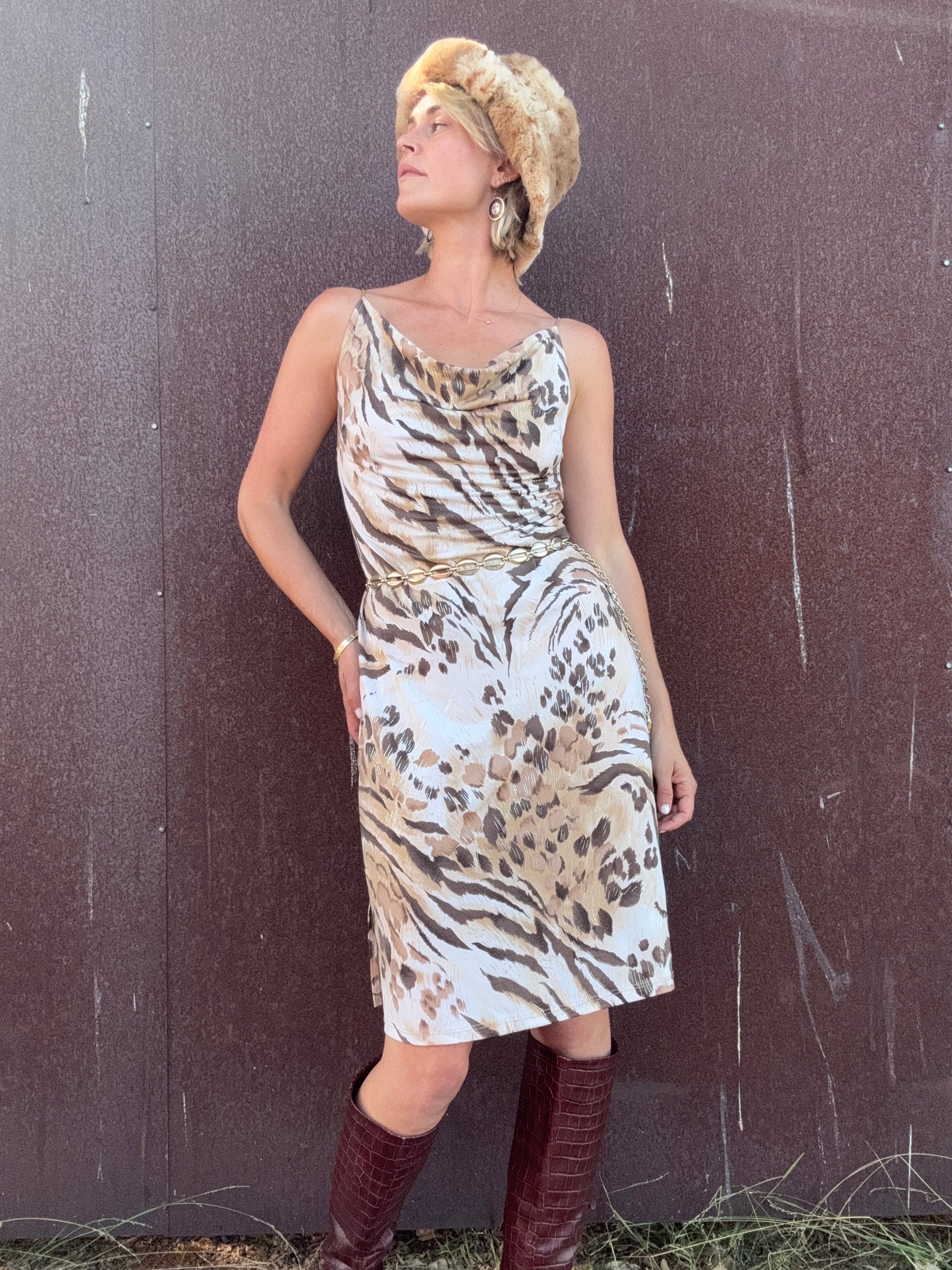 The Miranda 1990s Cowlneck Dress