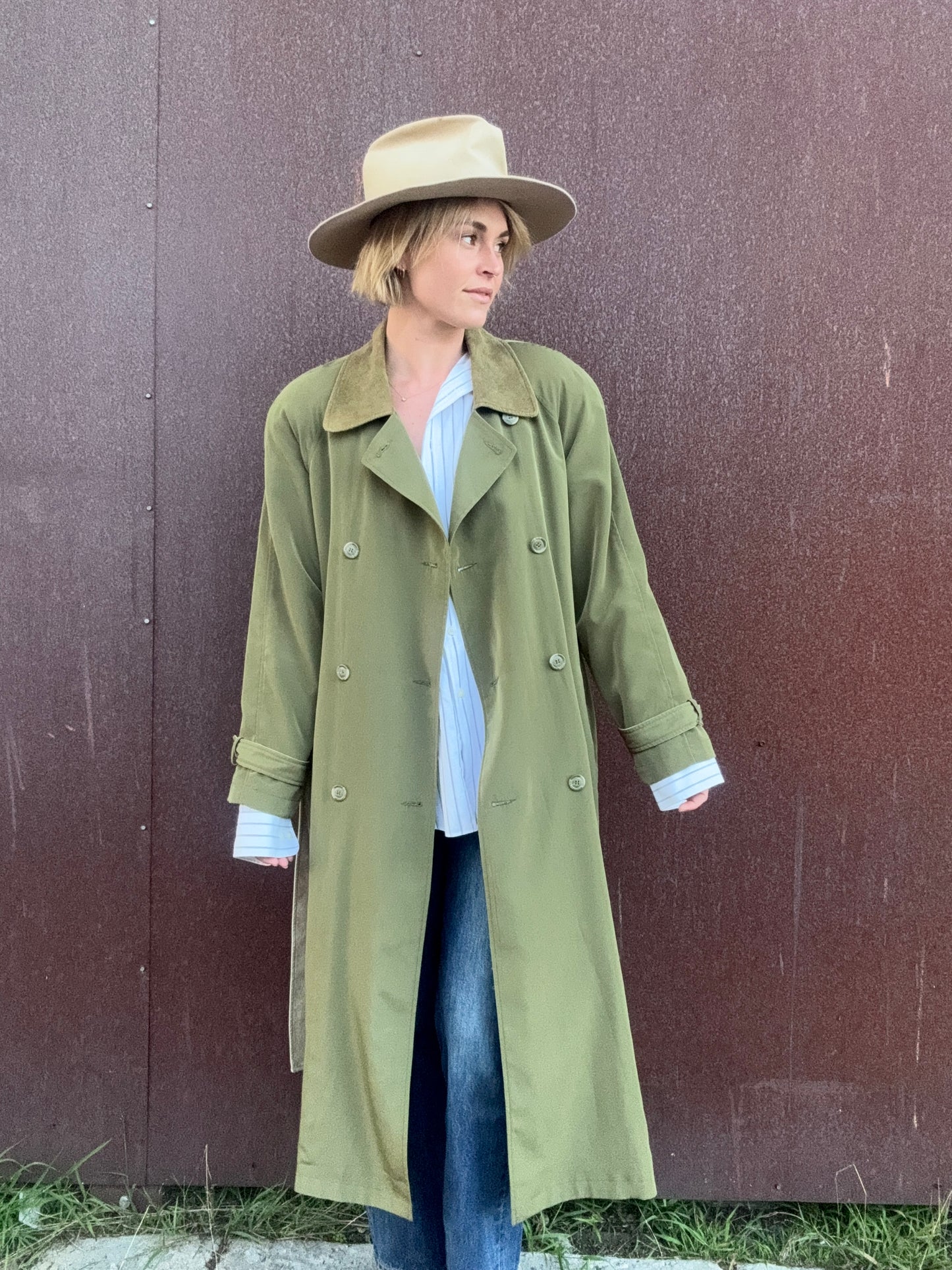 The Portia Leather-Trimmed Trench