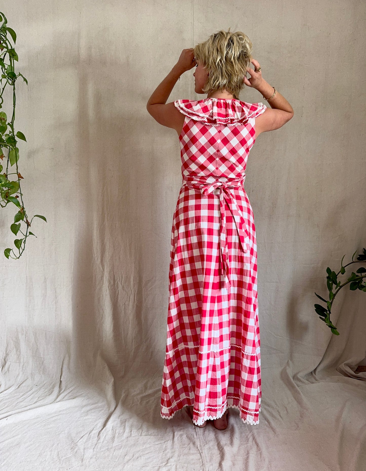 The Annette 1970s Handmade Gingham Dress