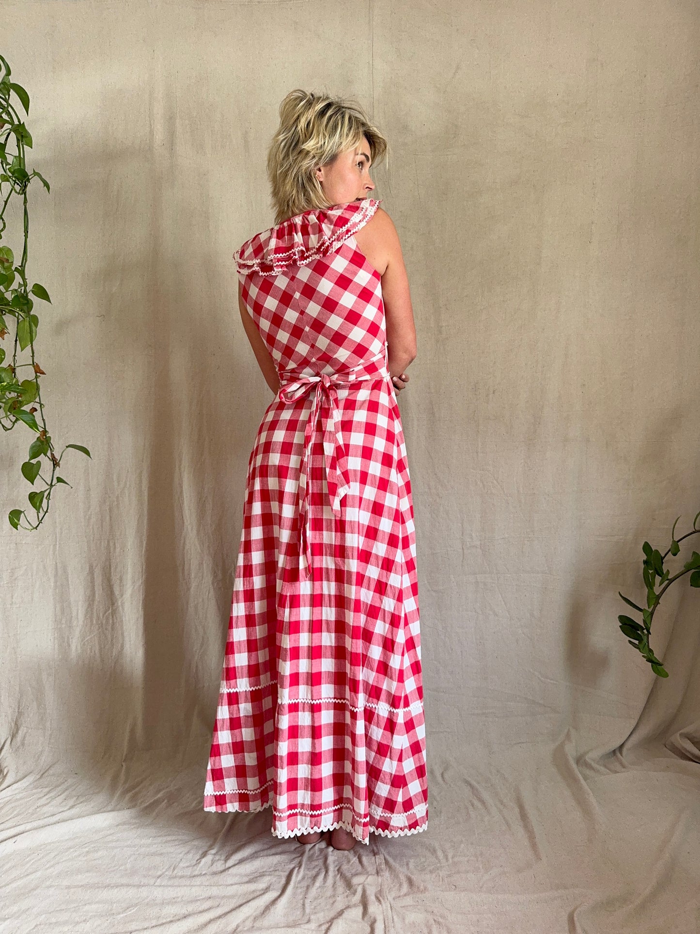 The Annette 1970s Handmade Gingham Dress