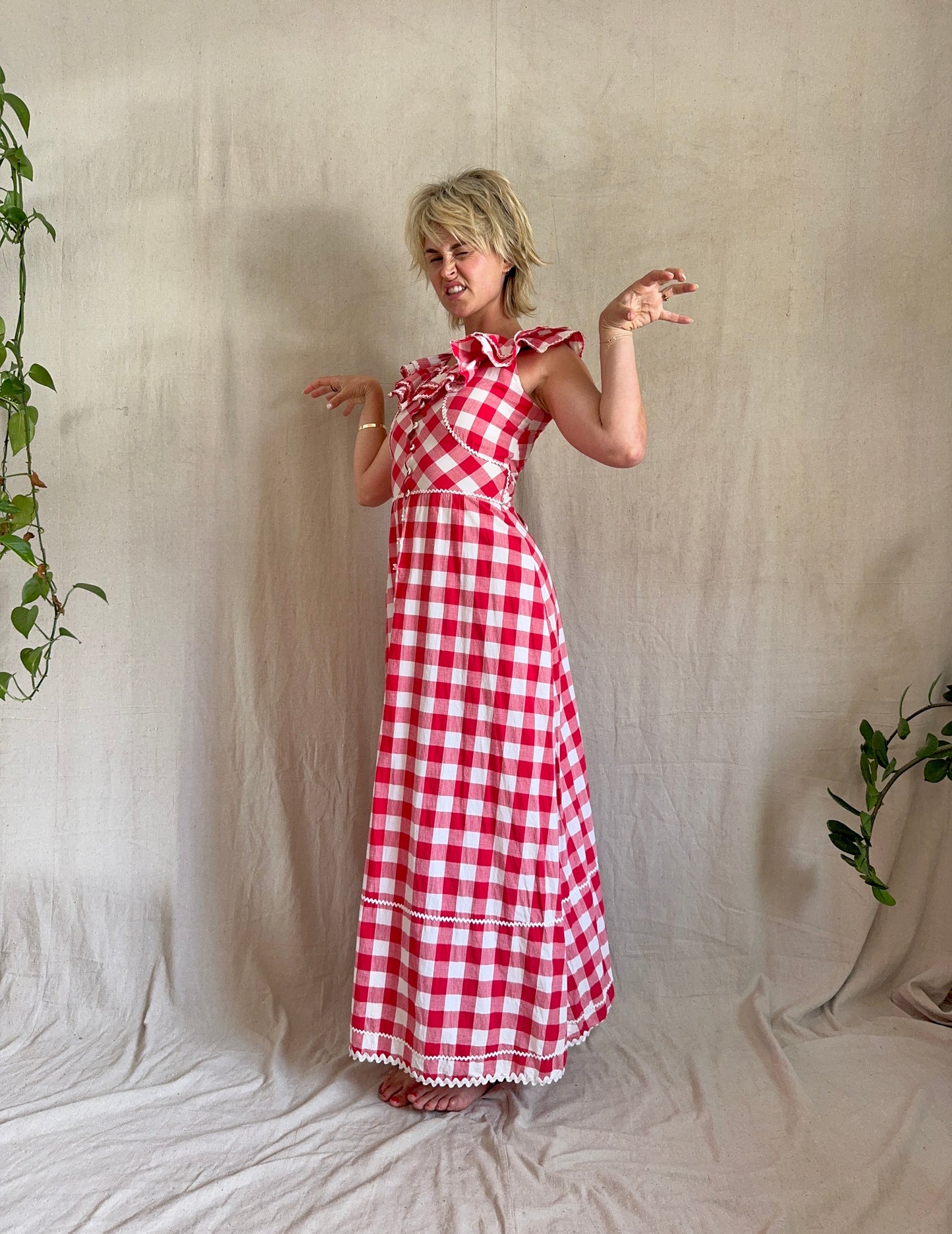 The Annette 1970s Handmade Gingham Dress