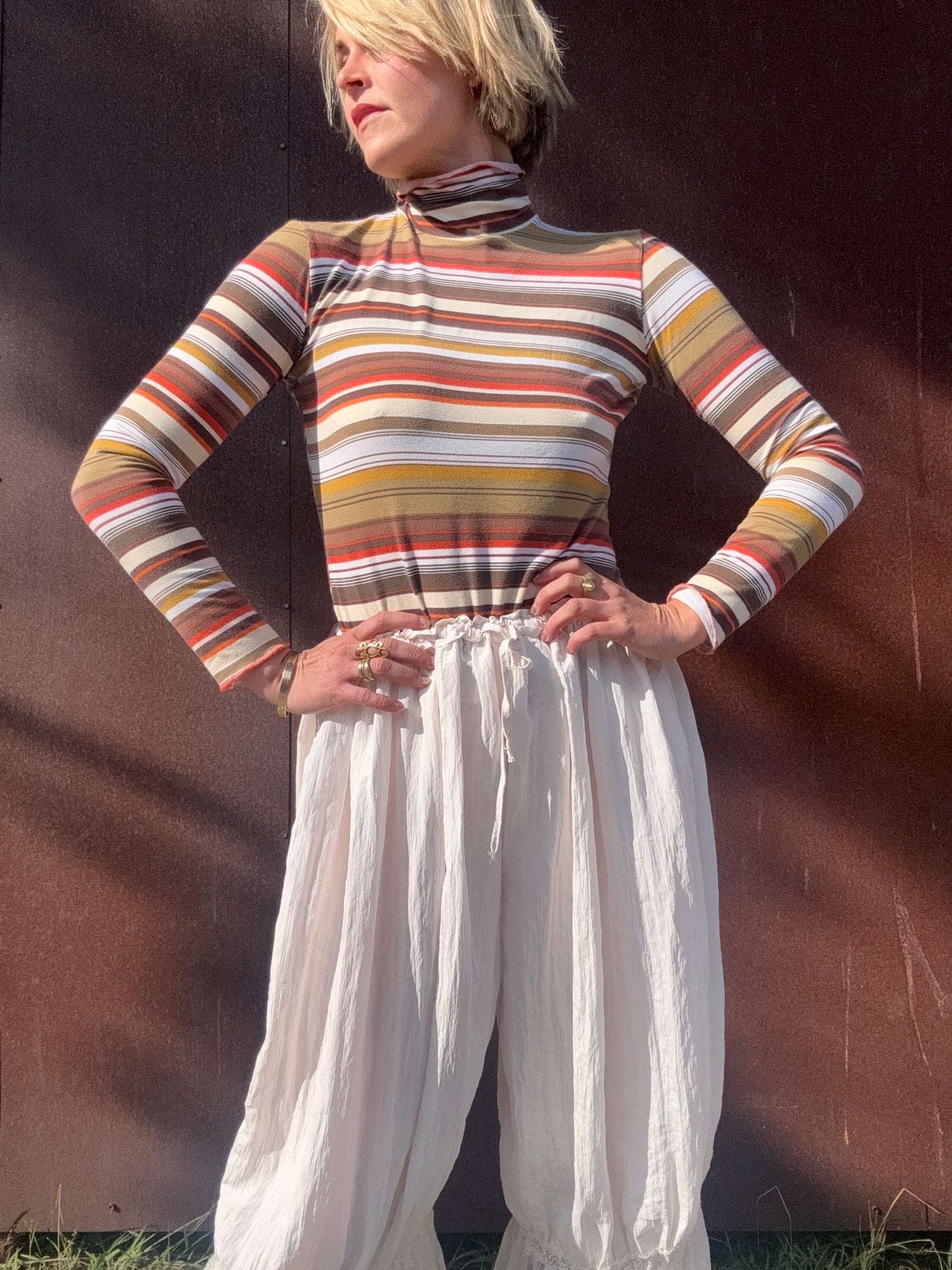 The Lorenza 1990s Striped Turtleneck