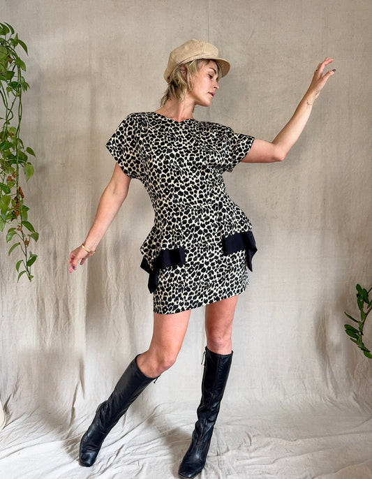 The Christie 1980s Peplum Mini Dress