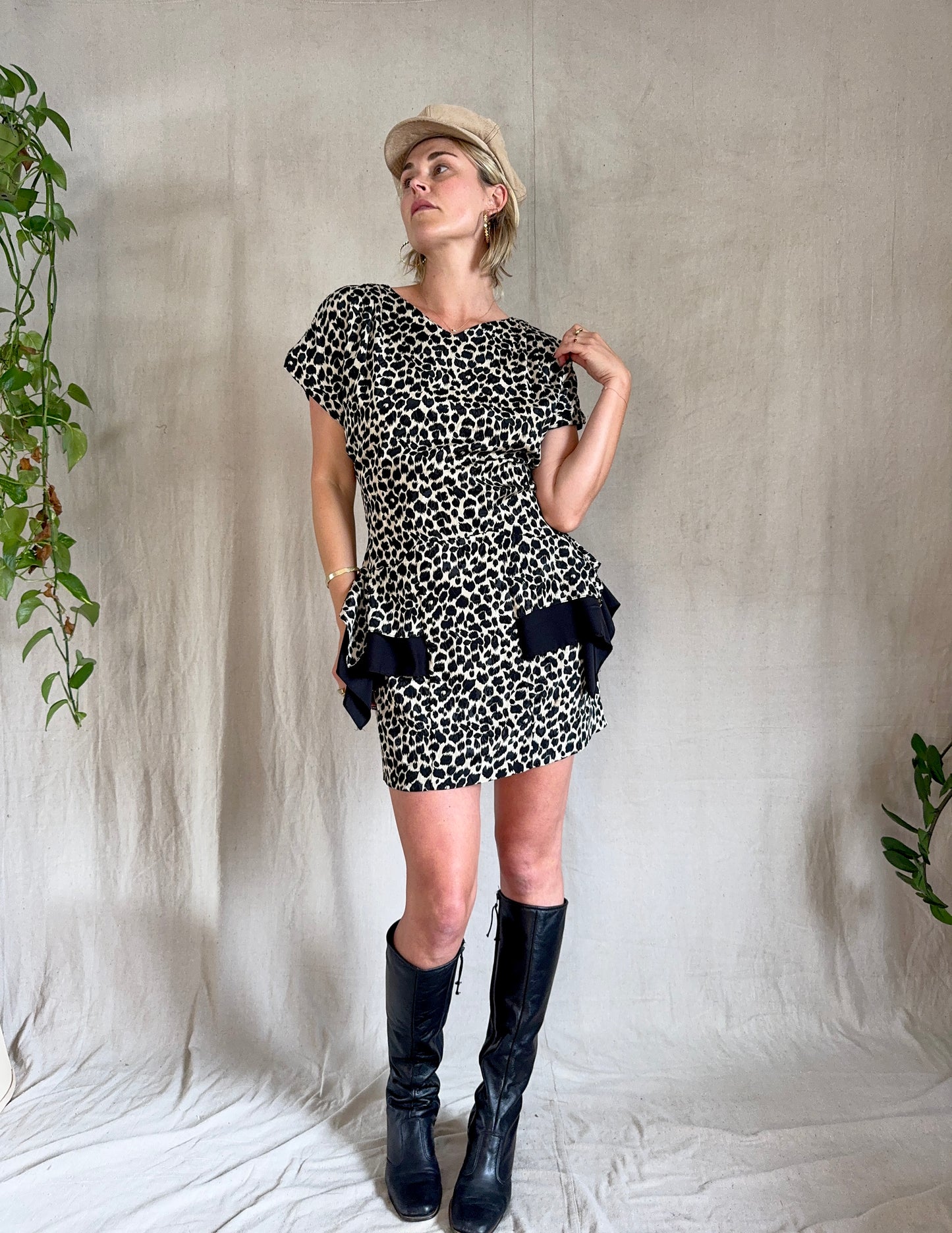 The Christie 1980s Peplum Mini Dress