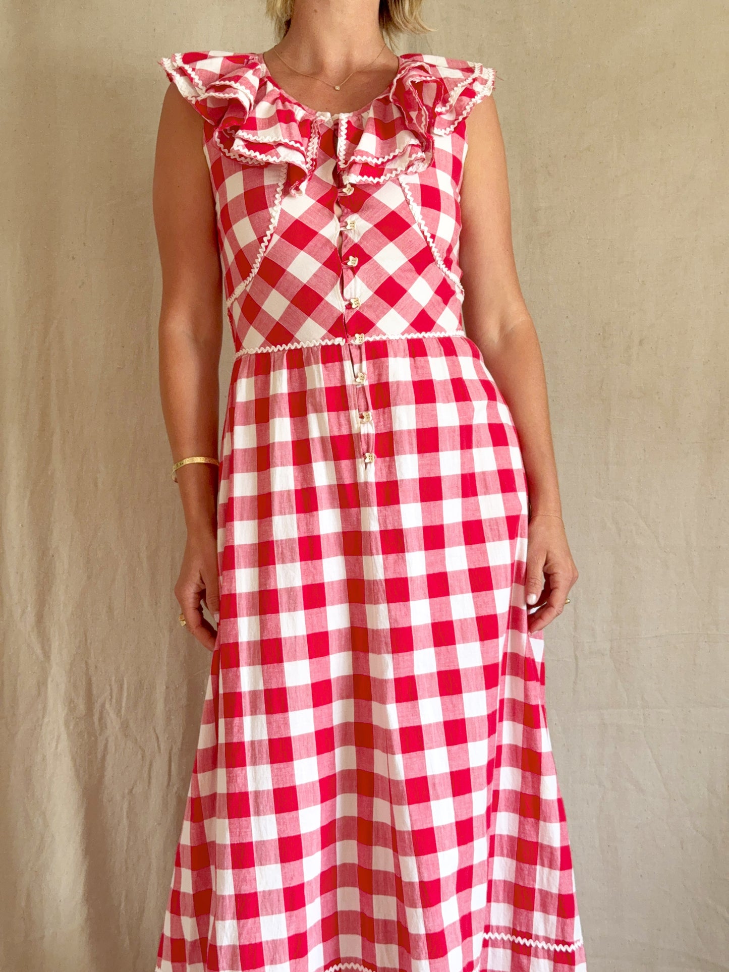 The Annette 1970s Handmade Gingham Dress
