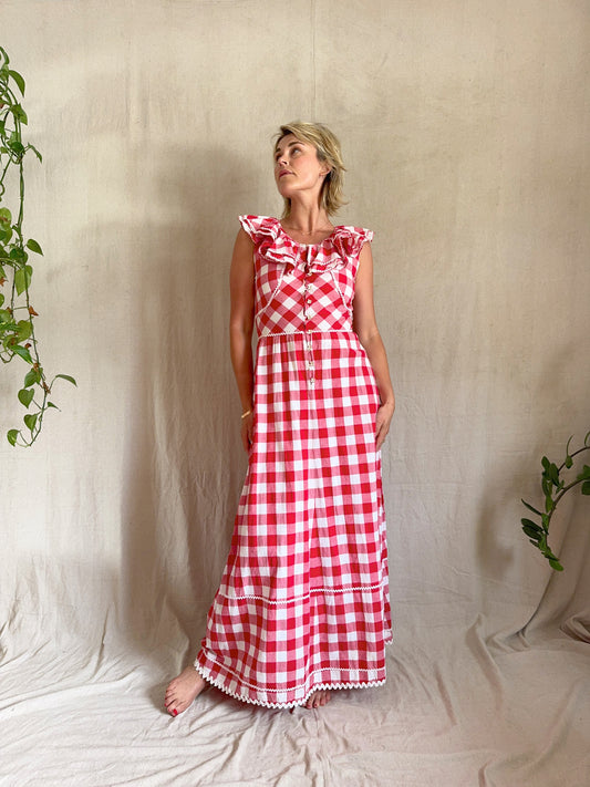 The Annette 1970s Handmade Gingham Dress