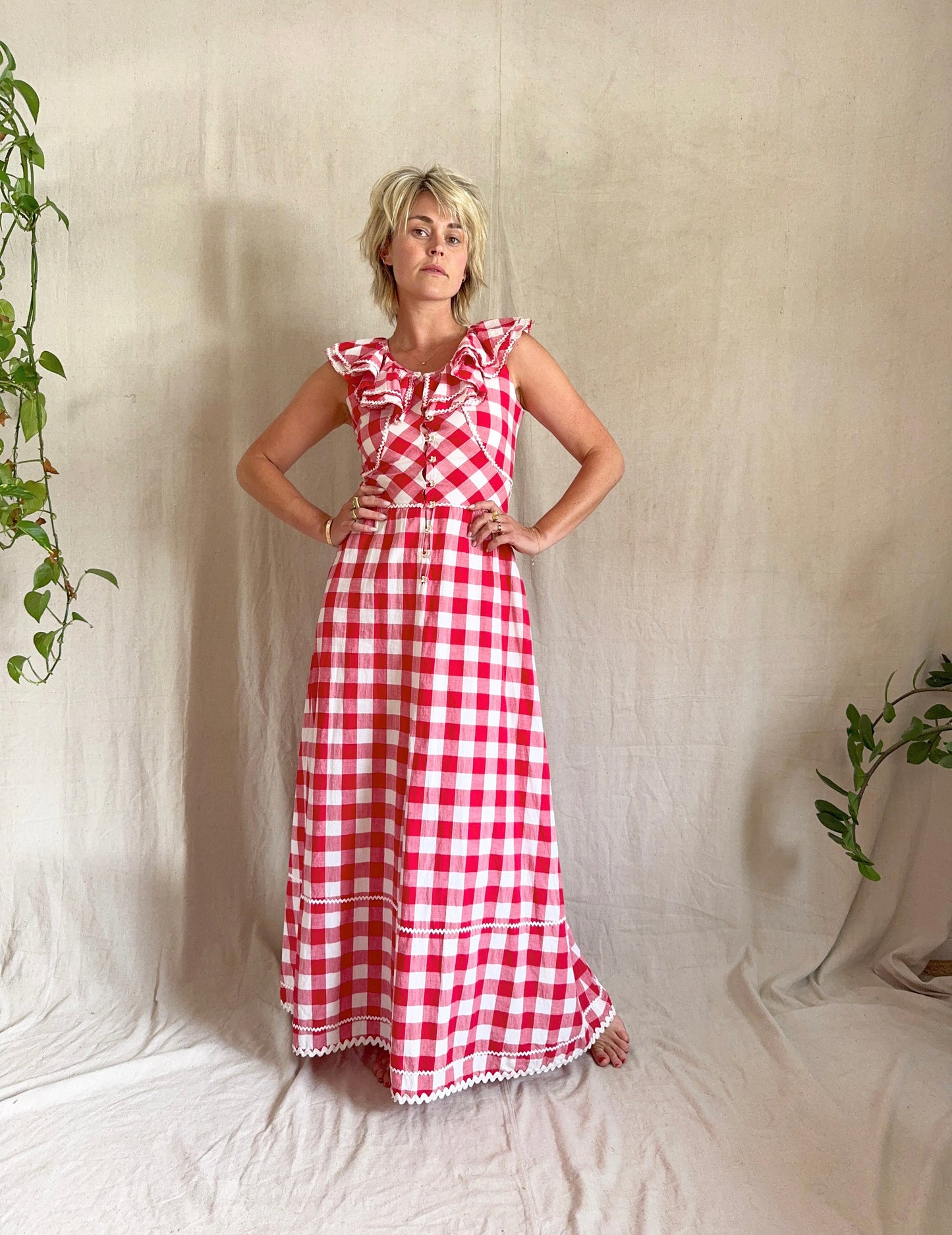 The Annette 1970s Handmade Gingham Dress
