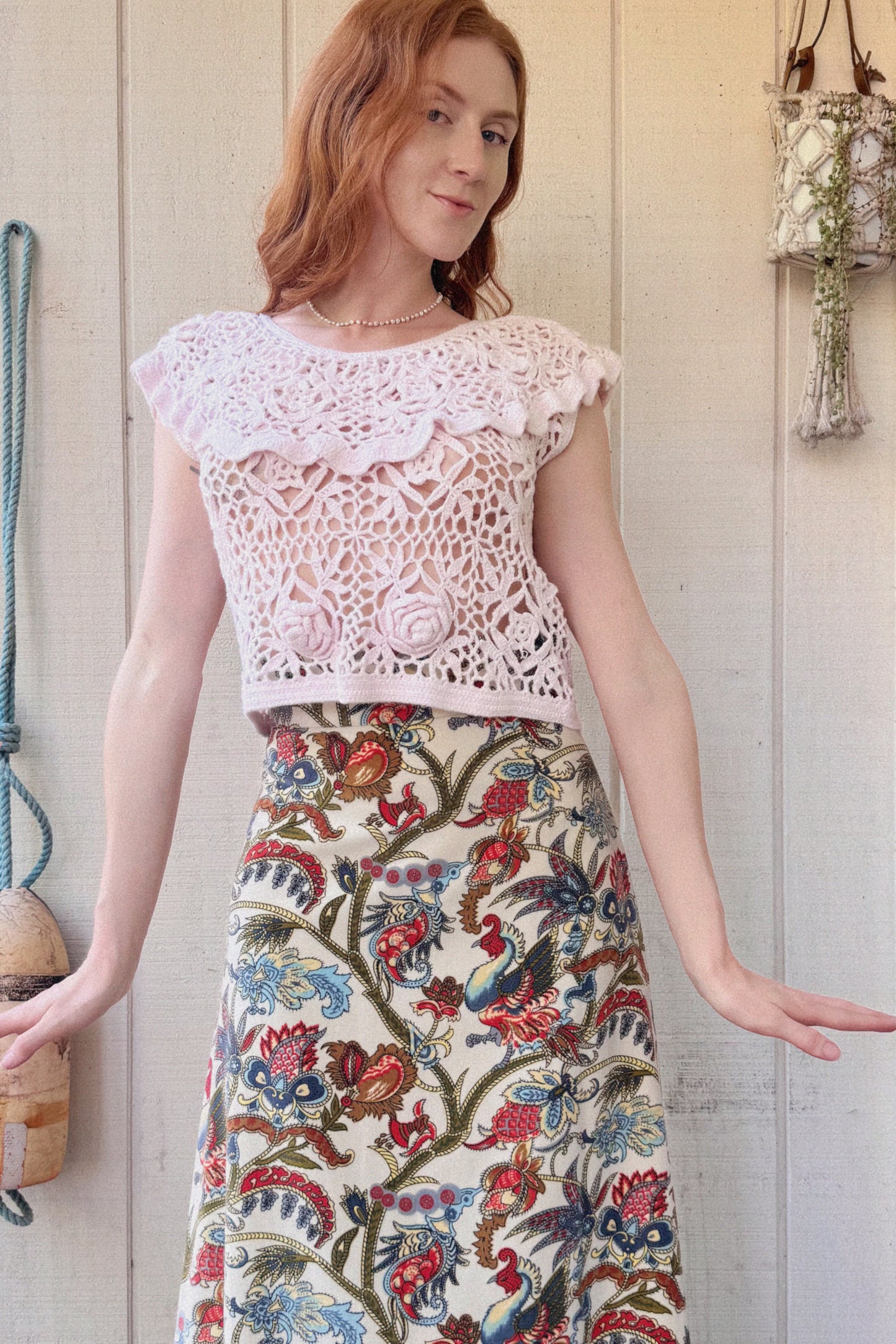 The Reese 1990s Ruffle Crochet Top