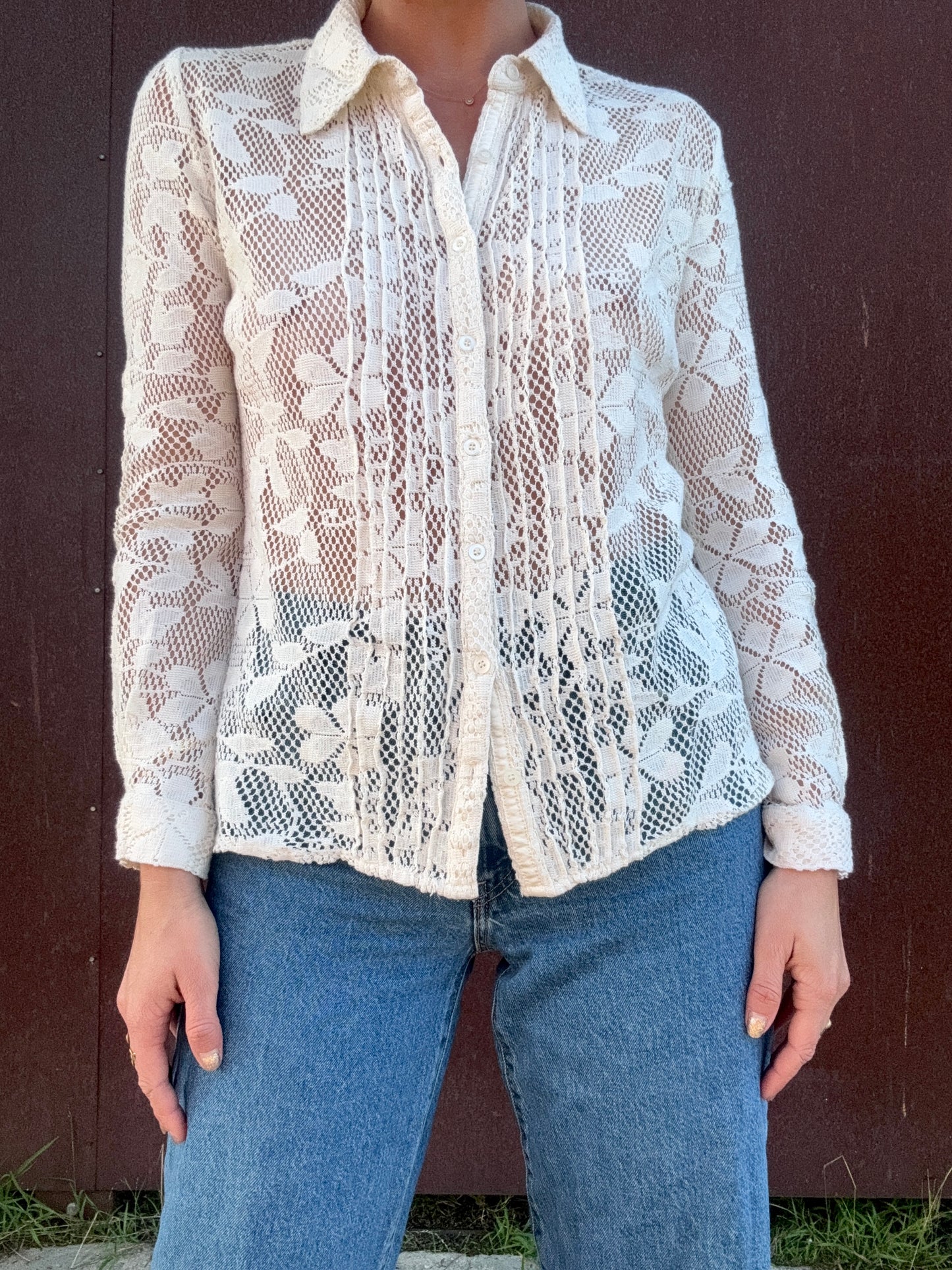 The Flora Crochet Lace Button-Up