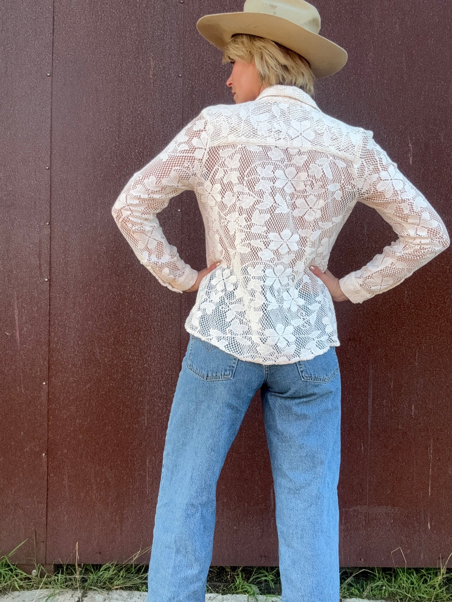 The Flora Crochet Lace Button-Up