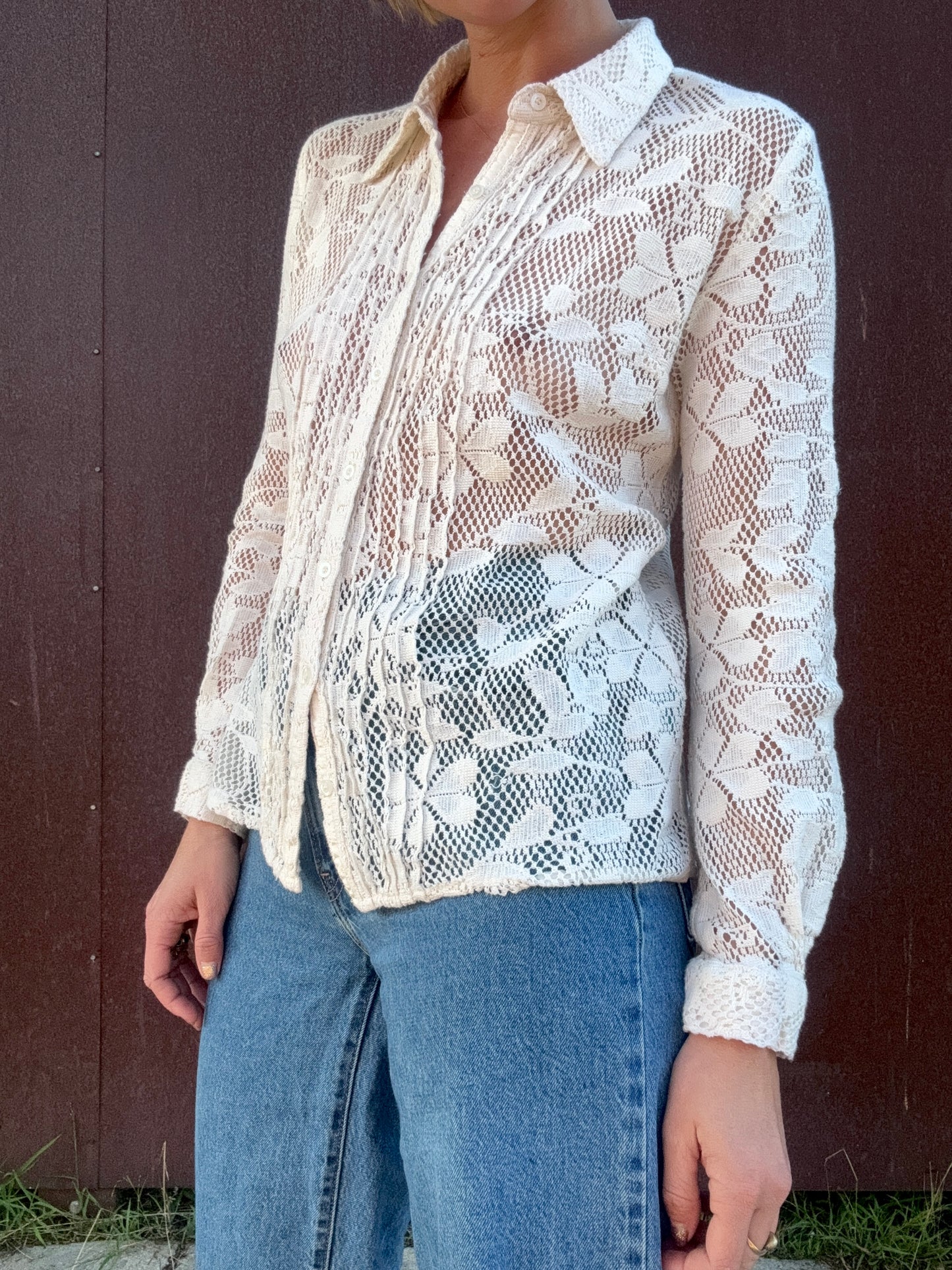 The Flora Crochet Lace Button-Up
