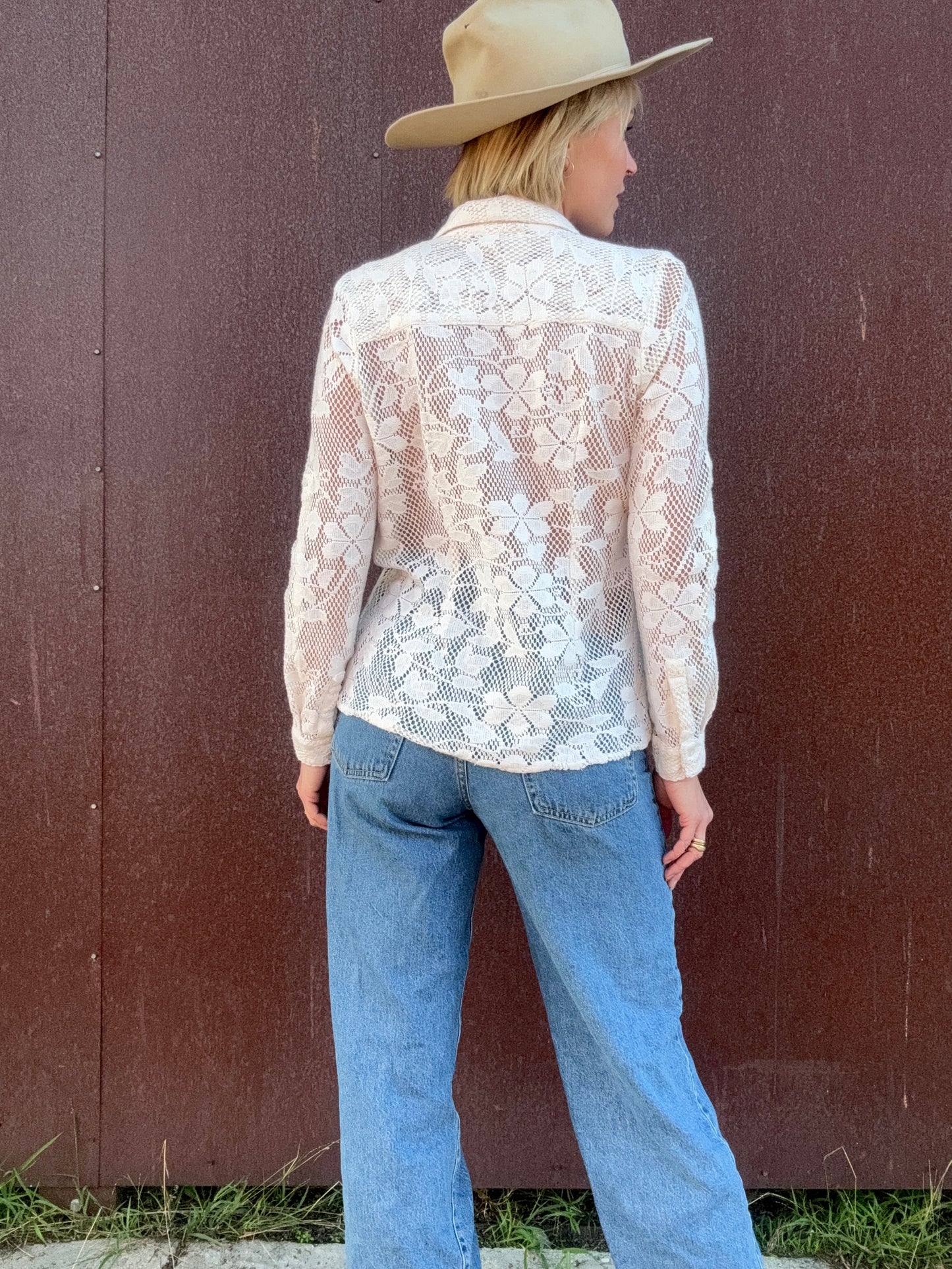 The Flora Crochet Lace Button-Up