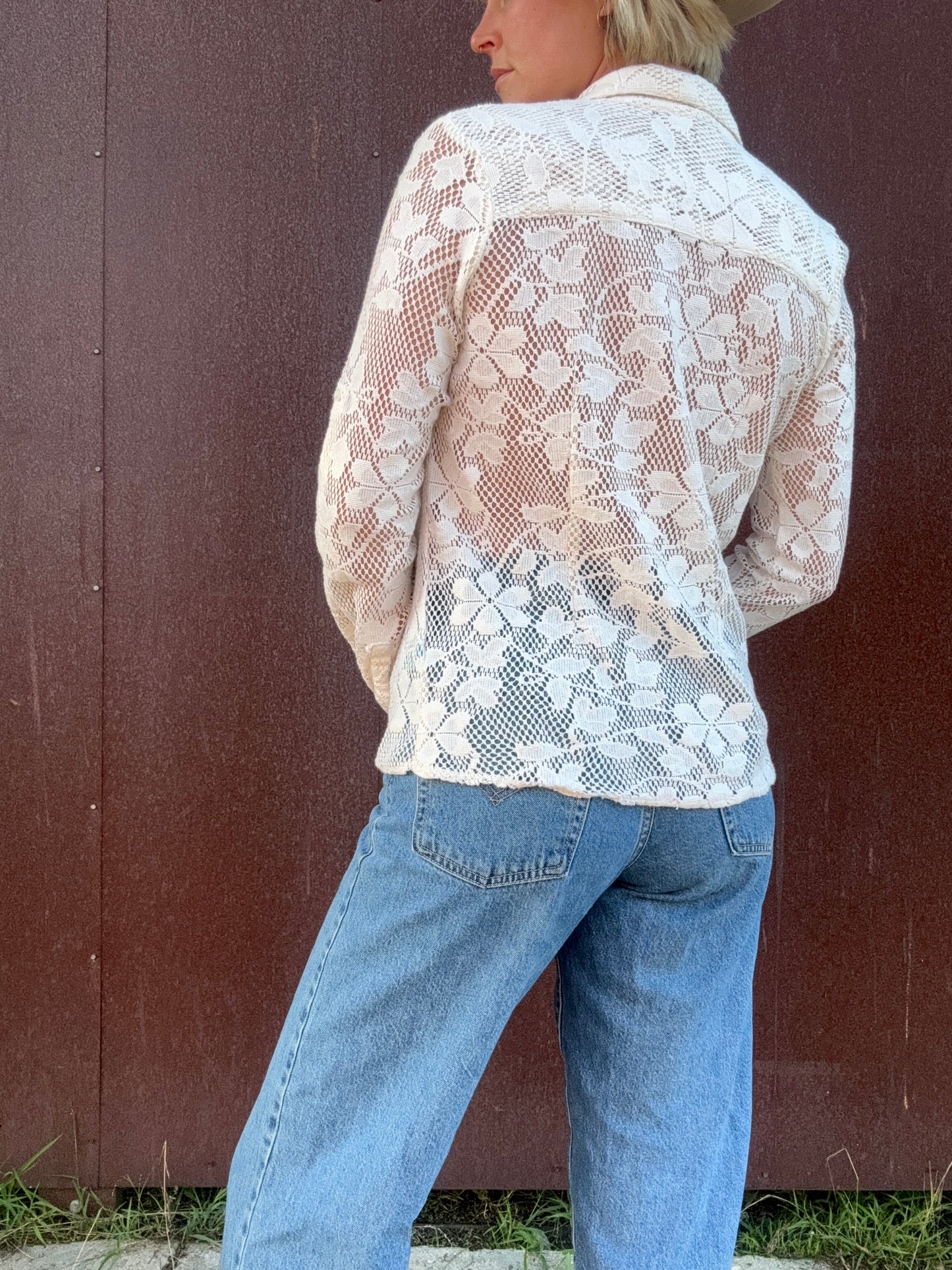 The Flora Crochet Lace Button-Up