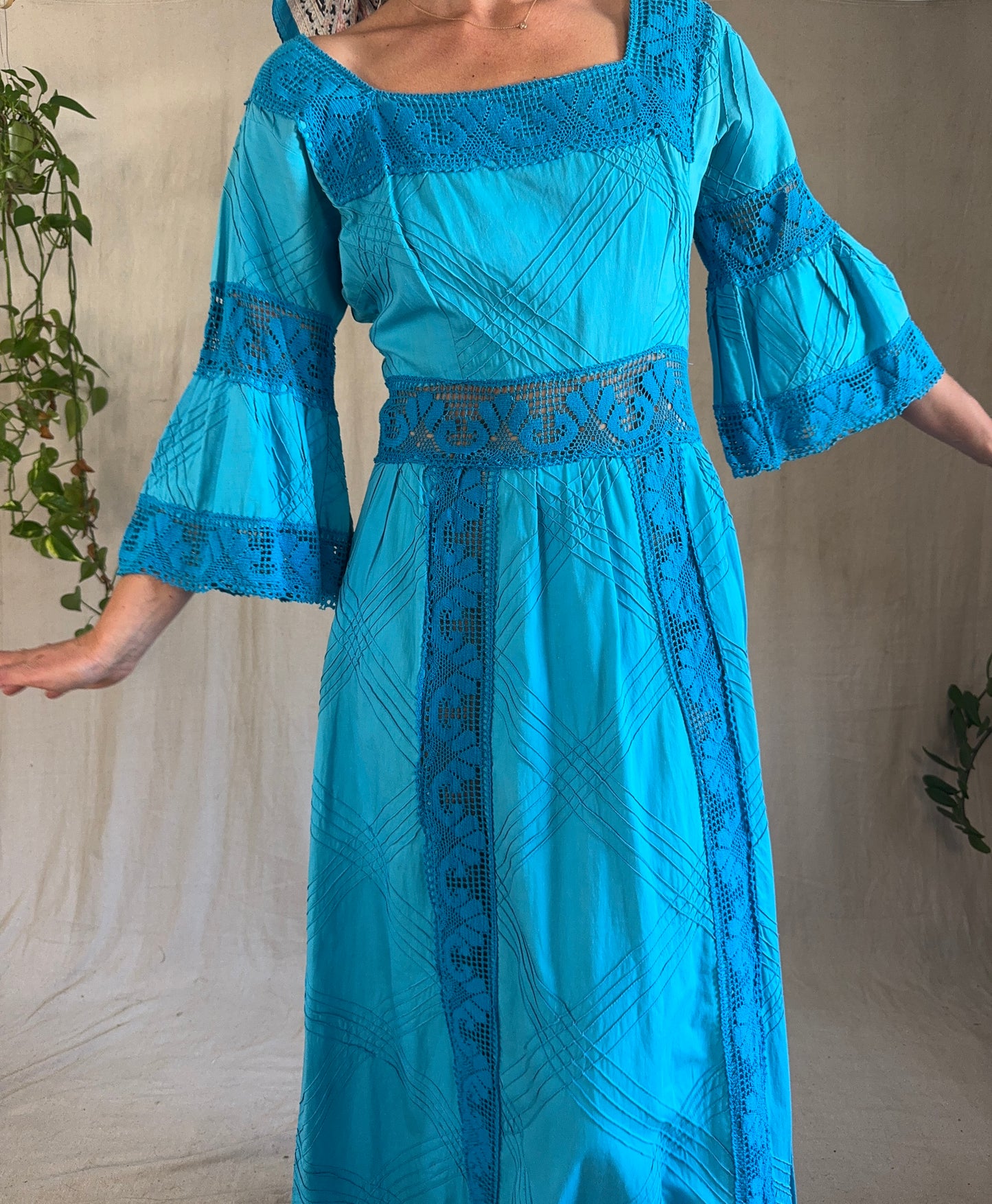 The Joanie 1970s Mexican Cotton Dress