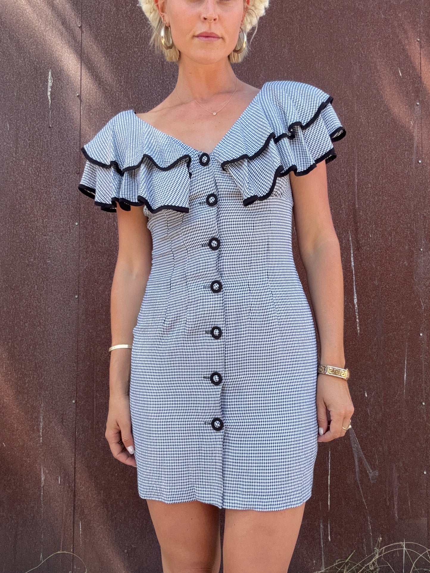 The Jacqueline 1980s Gingham Mini Dress