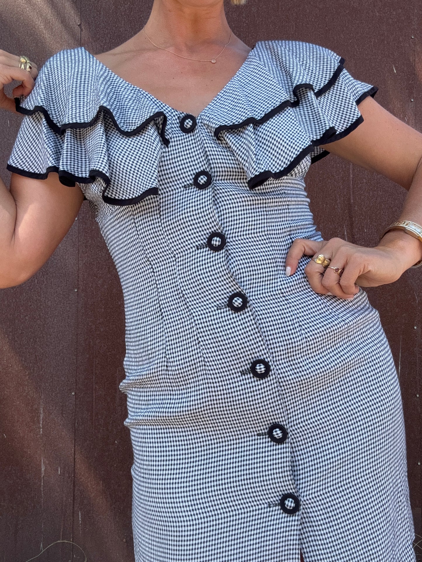 The Jacqueline 1980s Gingham Mini Dress