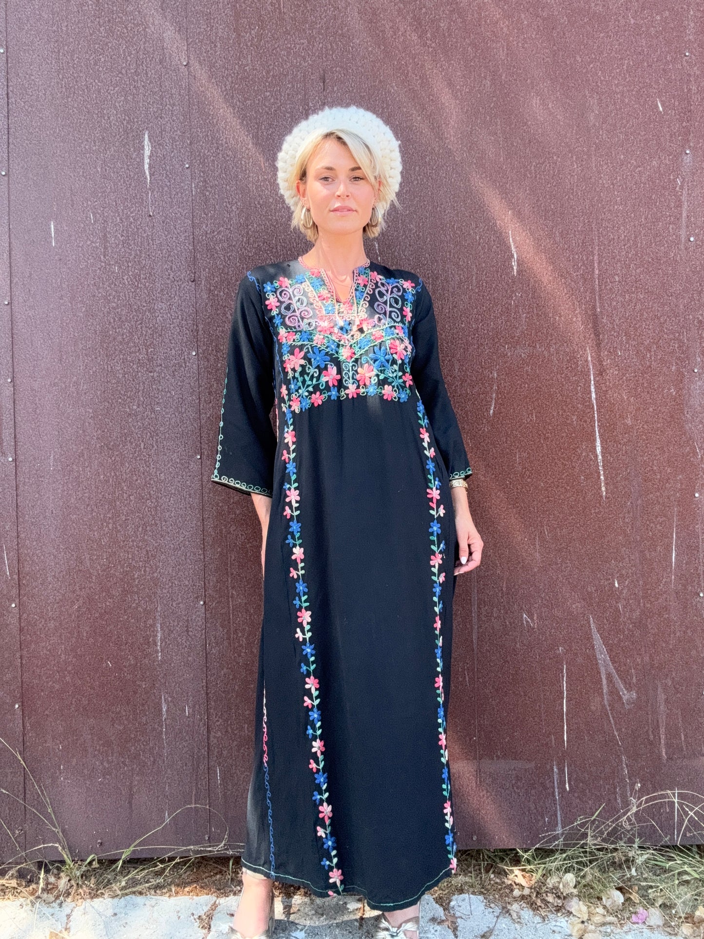 The Gracie 1970s Handmade Hand-Embroidered Dress