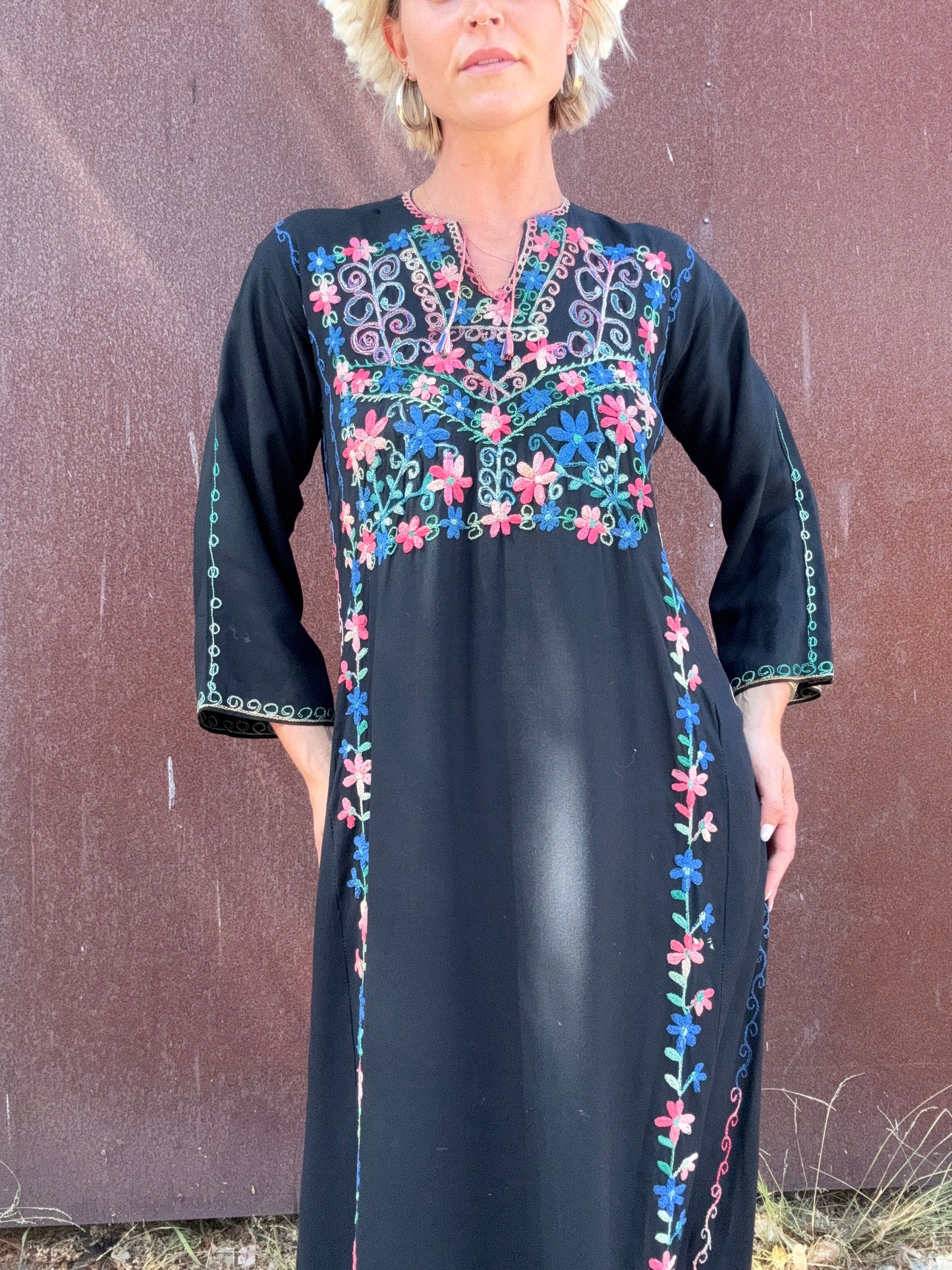 The Gracie 1970s Handmade Hand-Embroidered Dress