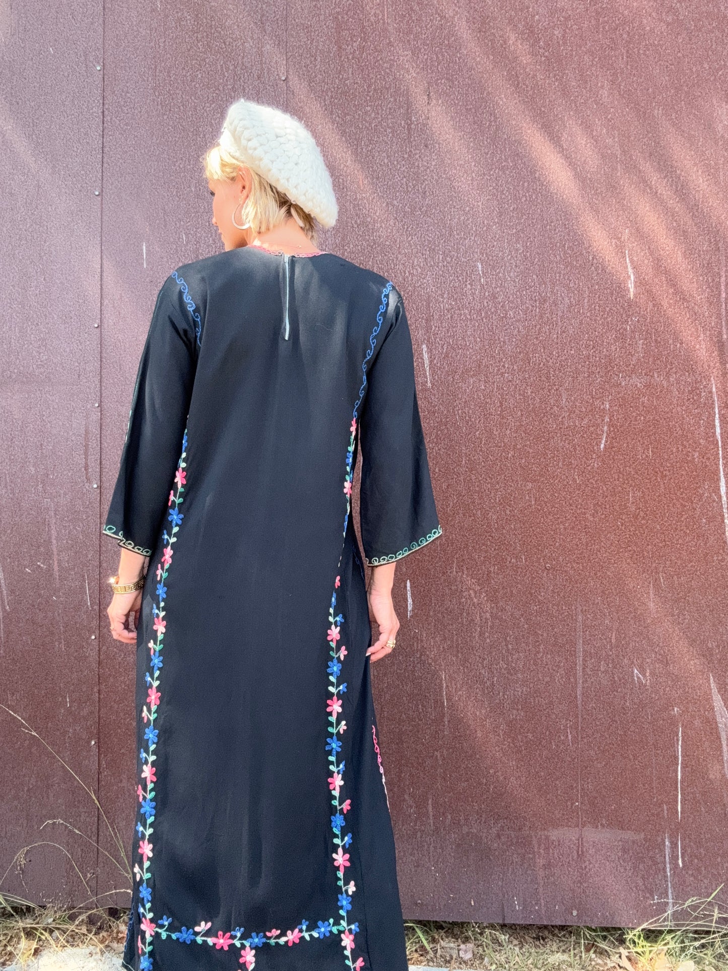 The Gracie 1970s Handmade Hand-Embroidered Dress