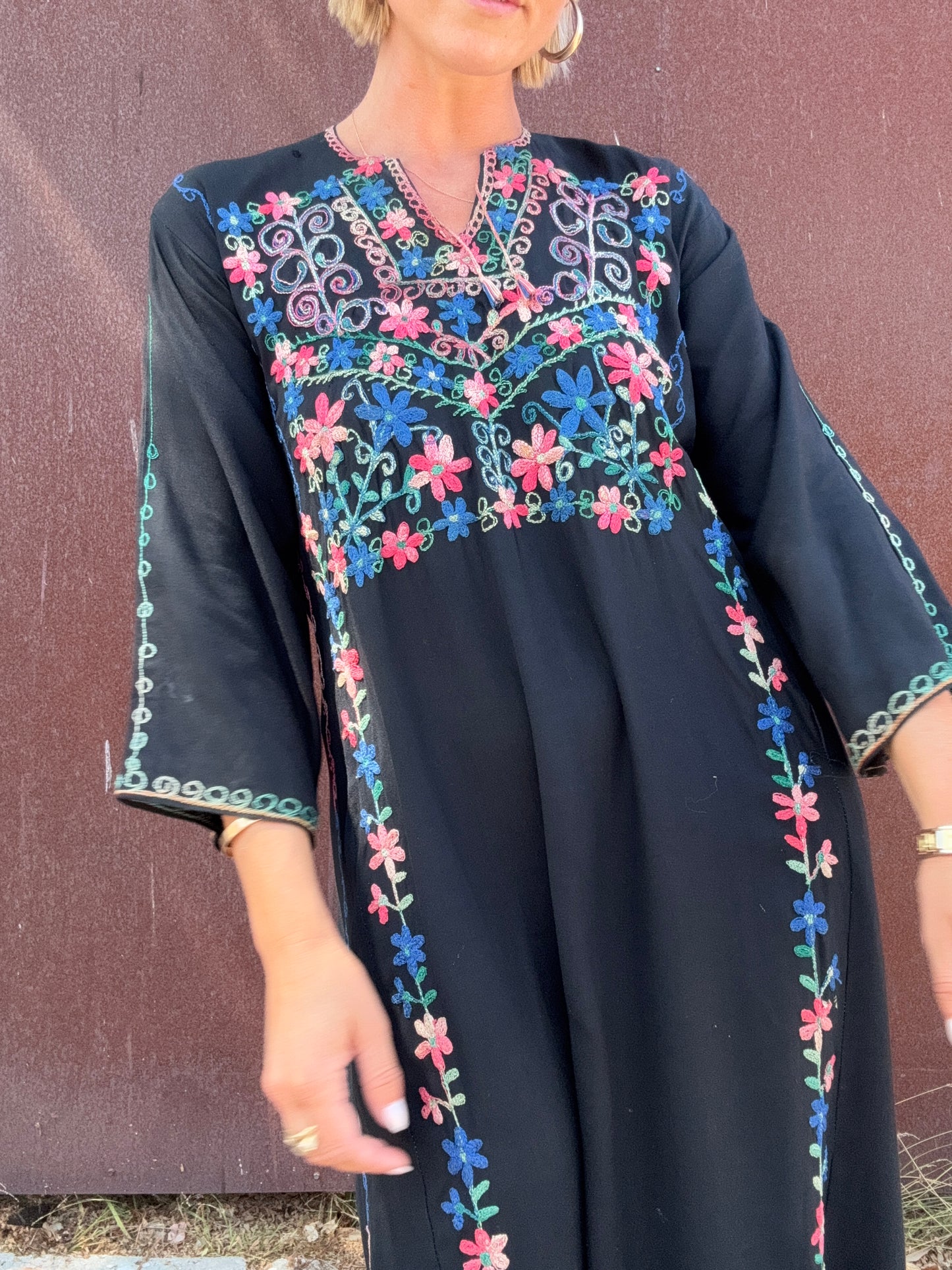 The Gracie 1970s Handmade Hand-Embroidered Dress