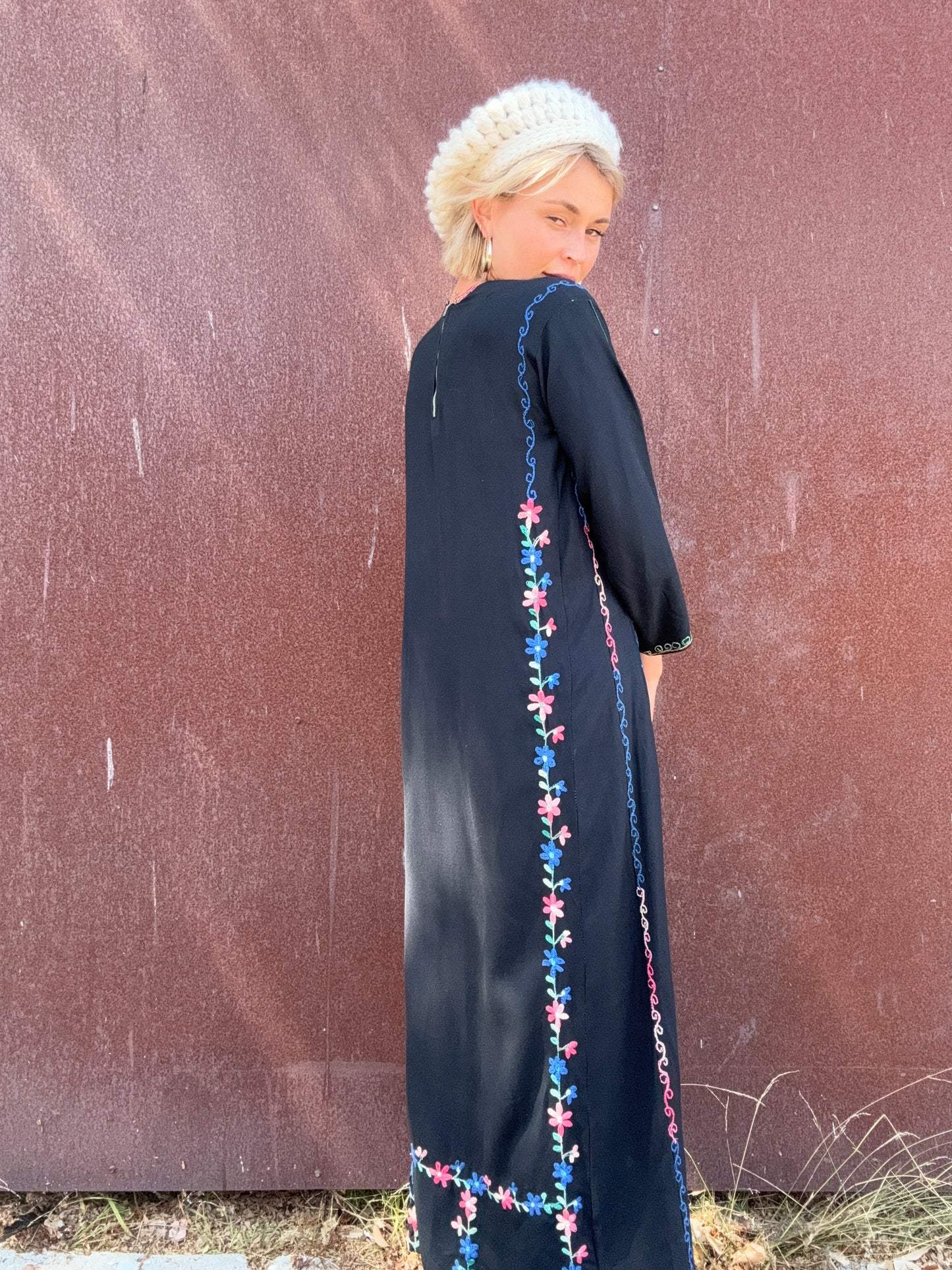 The Gracie 1970s Handmade Hand-Embroidered Dress