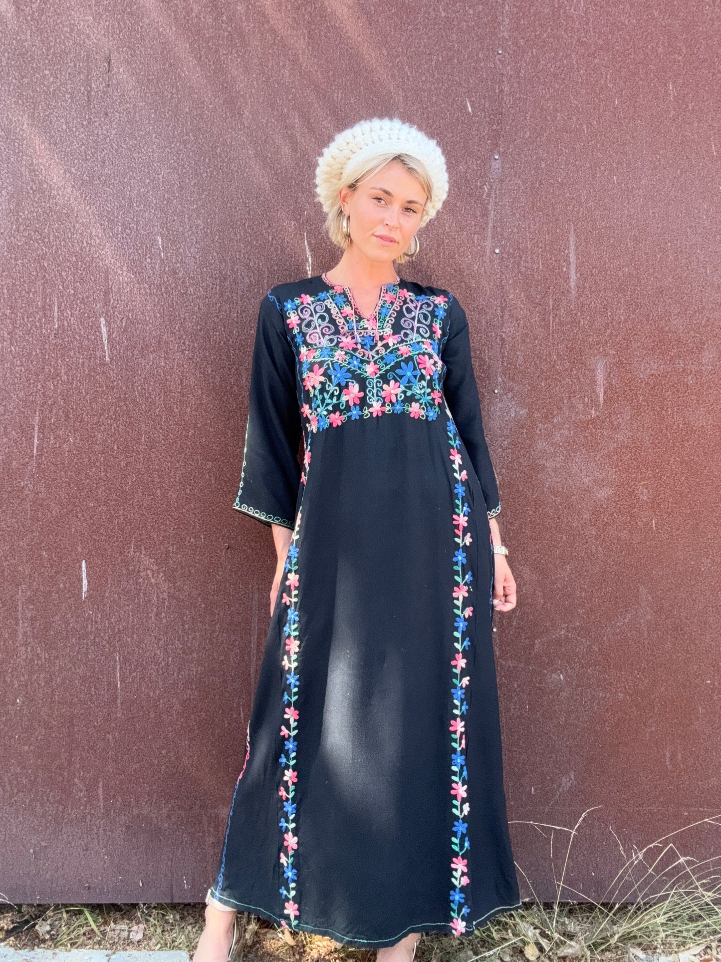 The Gracie 1970s Handmade Hand-Embroidered Dress