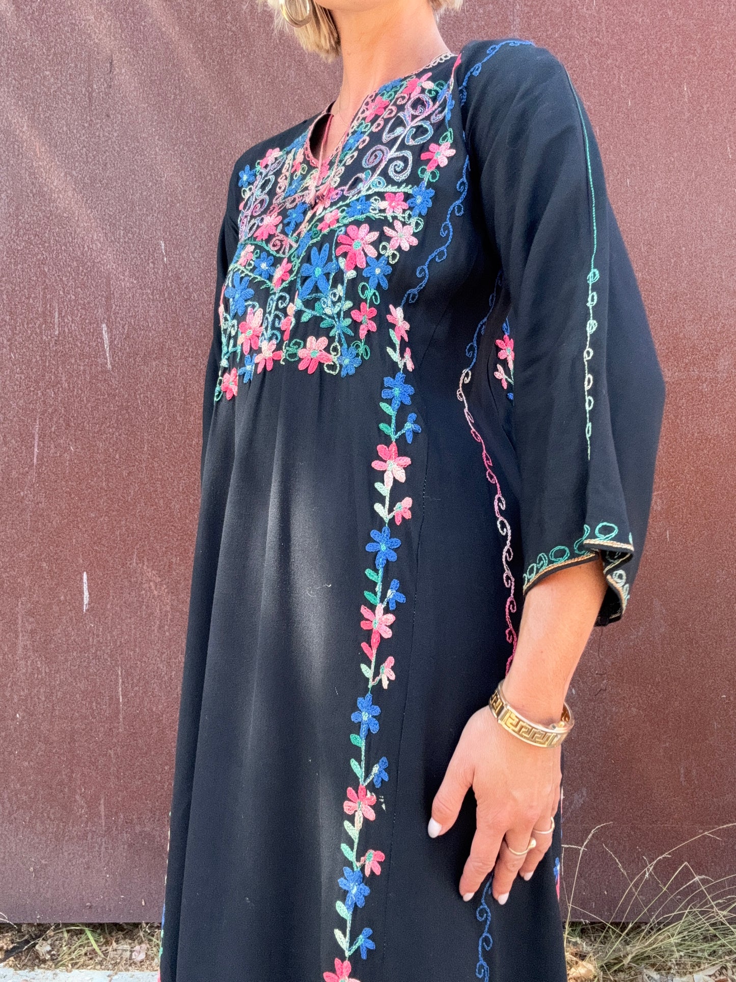 The Gracie 1970s Handmade Hand-Embroidered Dress