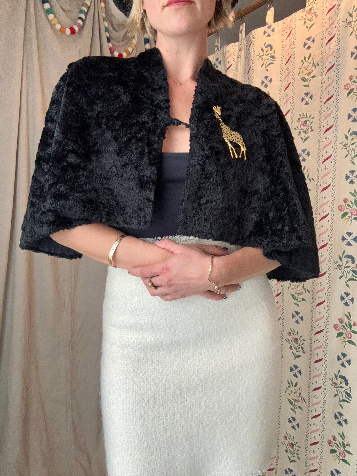 The Eva 1960s Faux Shearling Cape