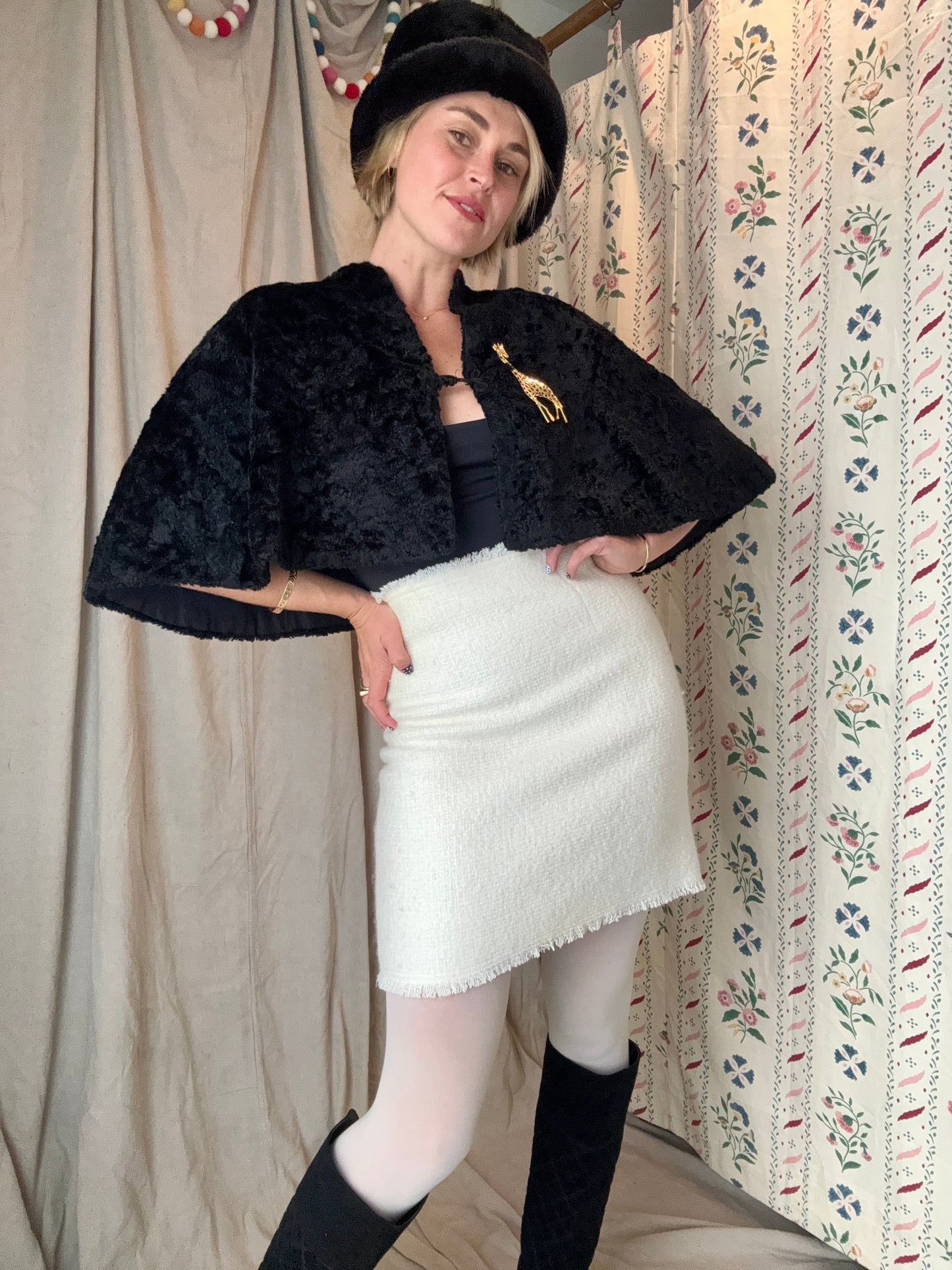 The Eva 1960s Faux Shearling Cape