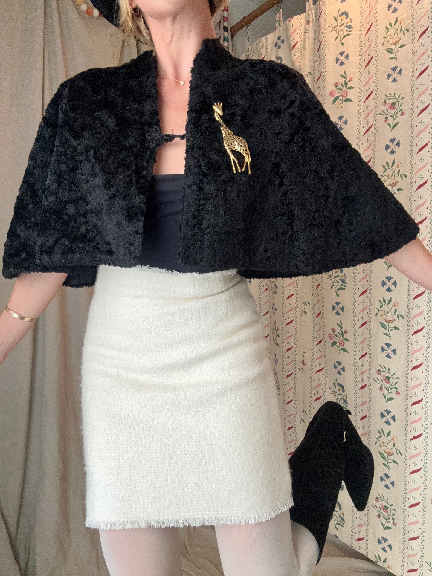 The Eva 1960s Faux Shearling Cape