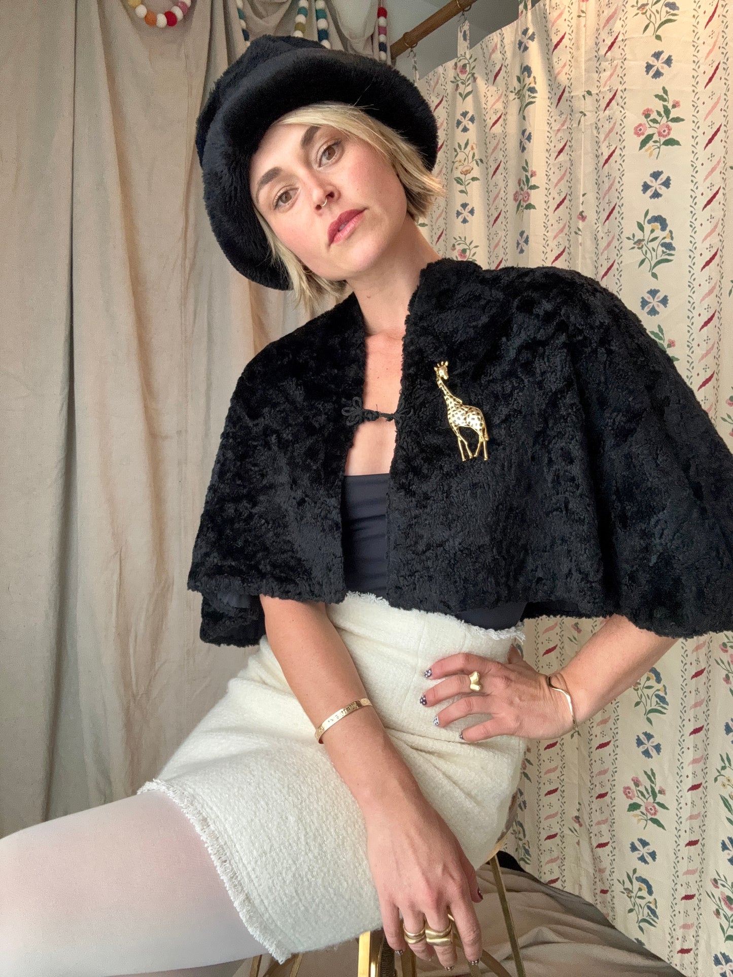 The Eva 1960s Faux Shearling Cape