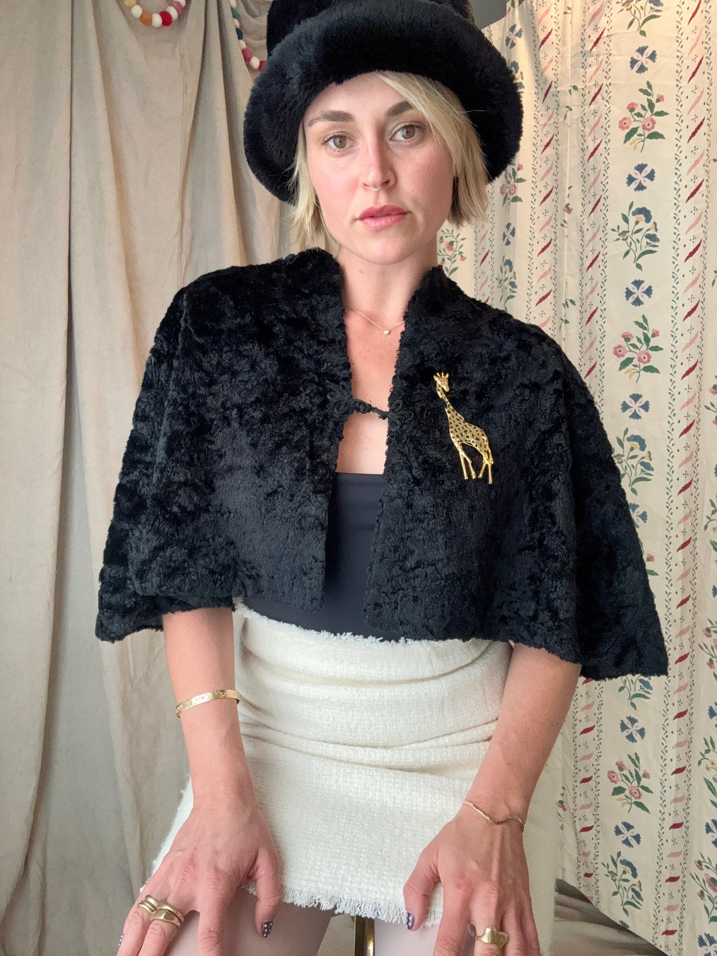 The Eva 1960s Faux Shearling Cape