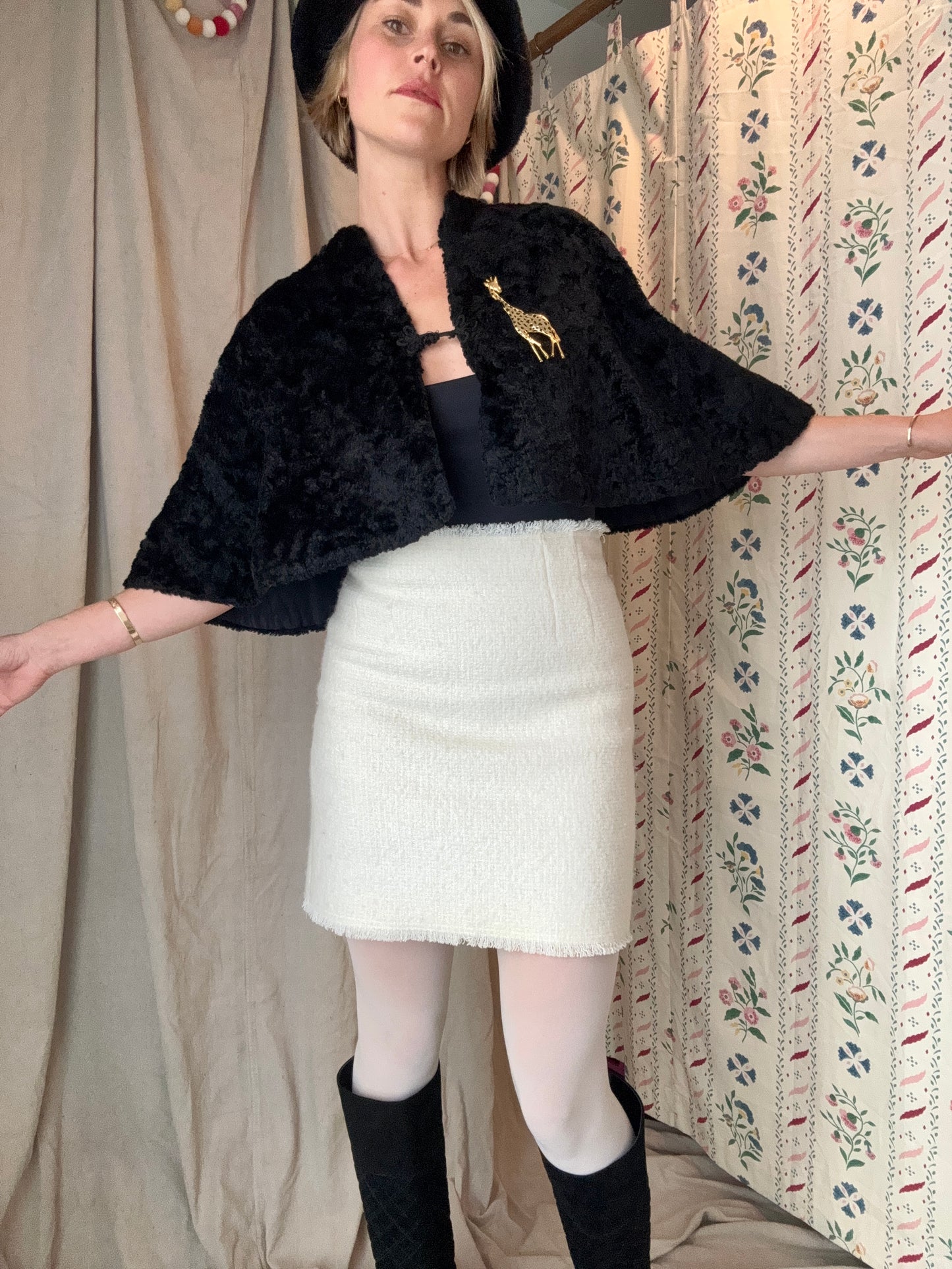 The Eva 1960s Faux Shearling Cape