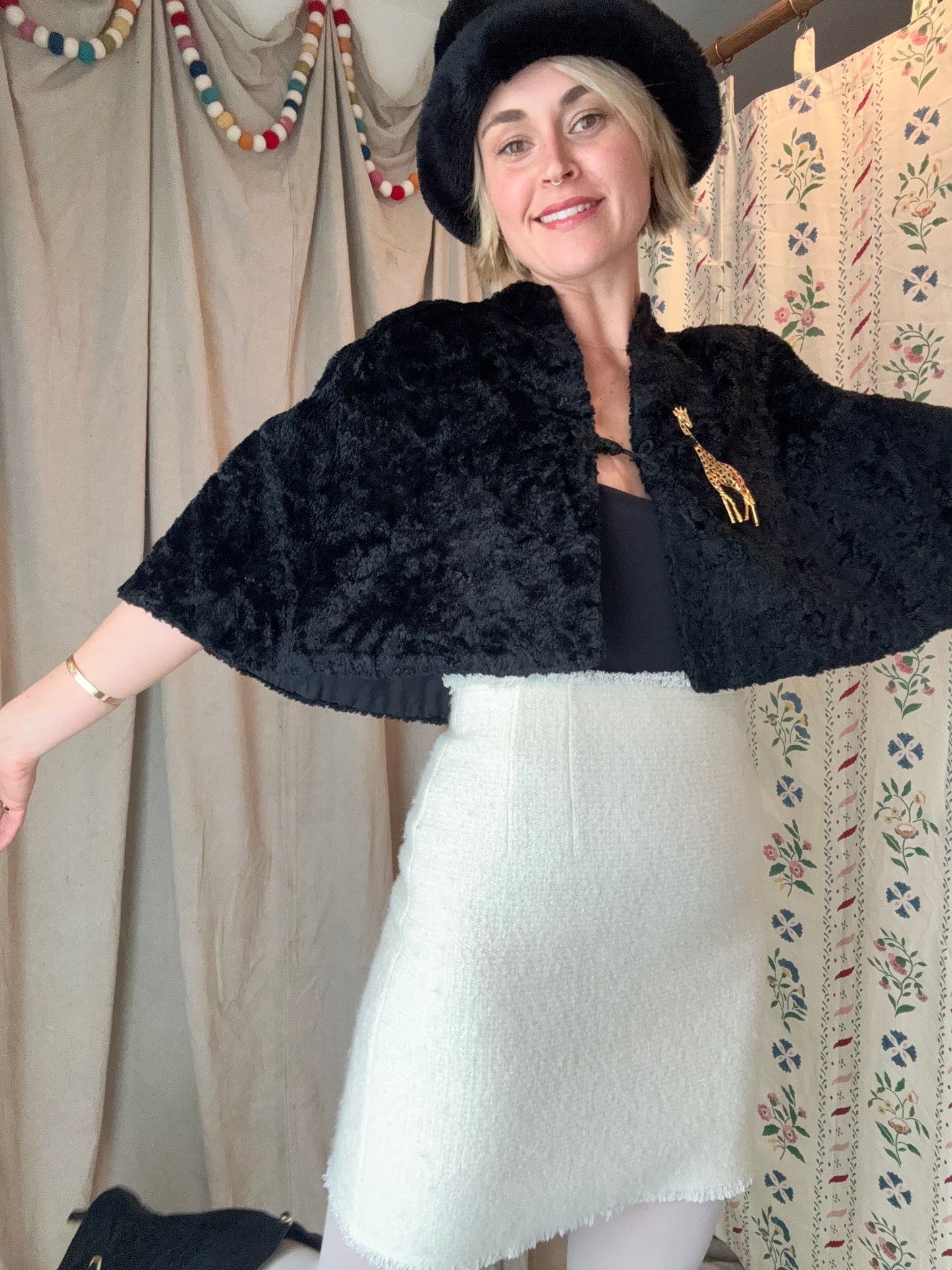 The Eva 1960s Faux Shearling Cape