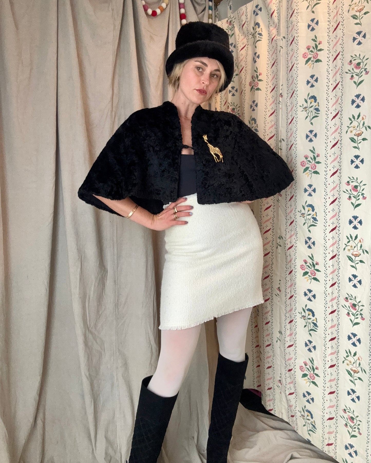 The Eva 1960s Faux Shearling Cape