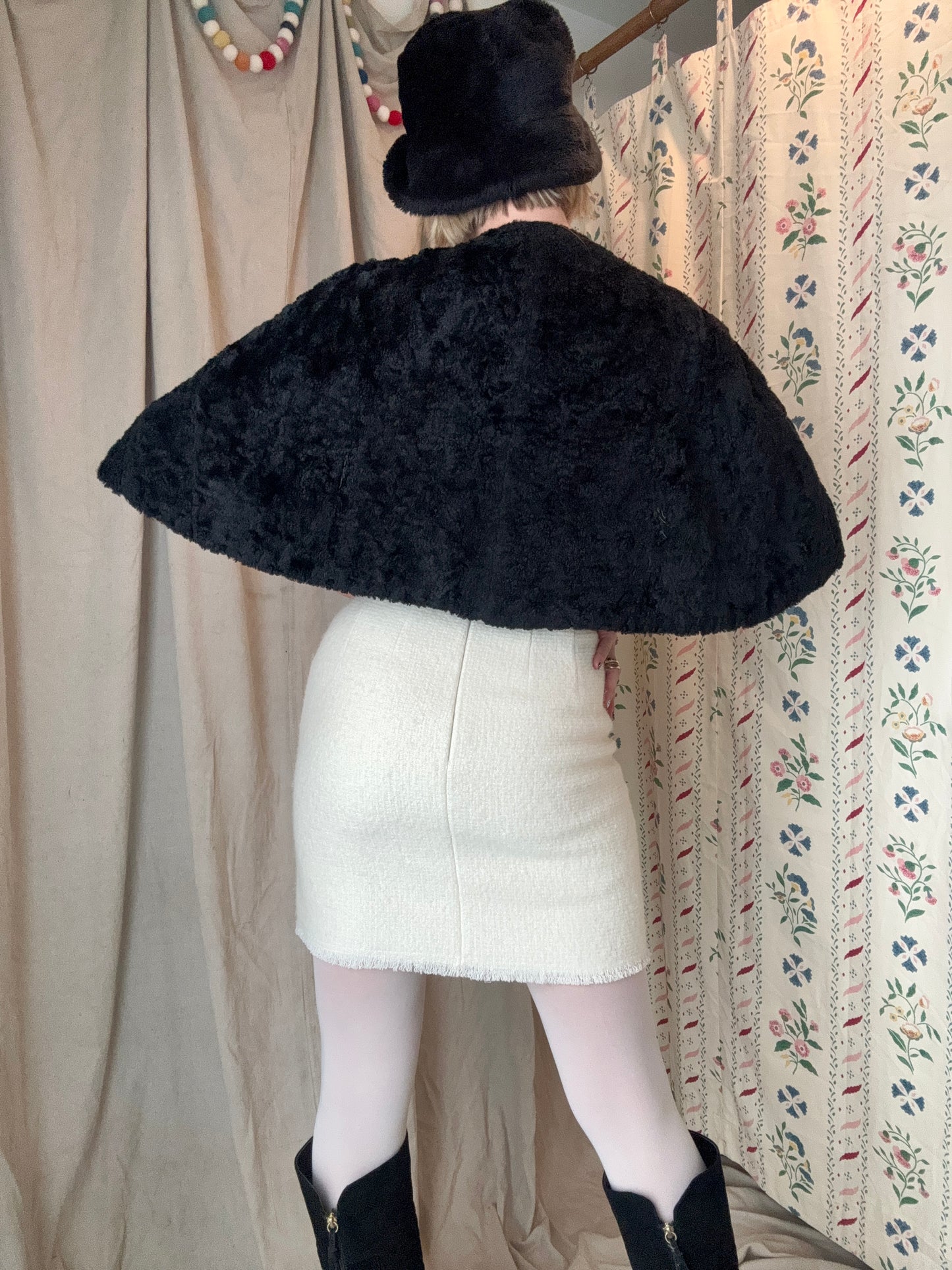 The Eva 1960s Faux Shearling Cape