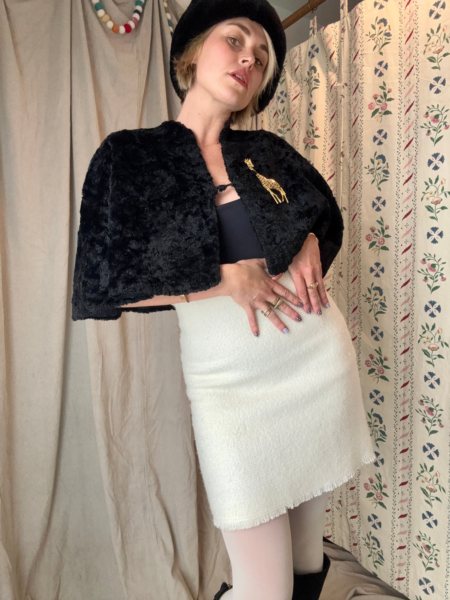 The Eva 1960s Faux Shearling Cape