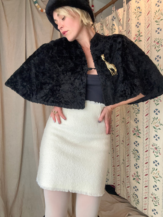 The Eva 1960s Faux Shearling Cape
